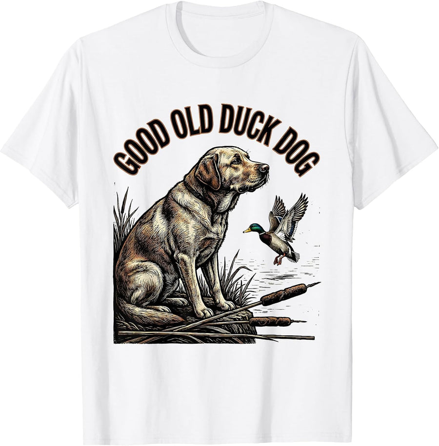Men's Good Old Duck Dog Vintage Labrador Duck Hunting Rural T-Shirt - White
