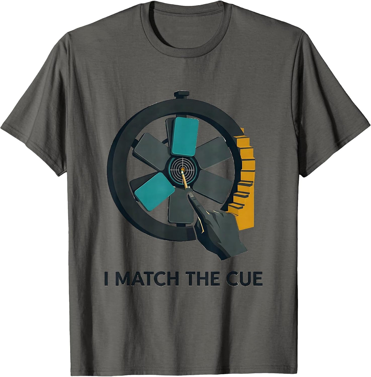 I Match The Cue Midcentury Modern Special Education Teacher T-Shirt - Asphalt Grey