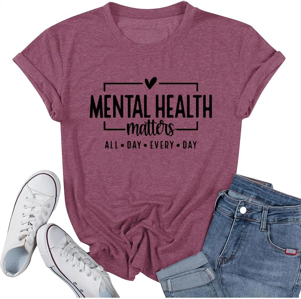 Mental Health Matters Print T-Shirt Design for Men and Women Casual Shirt - Red