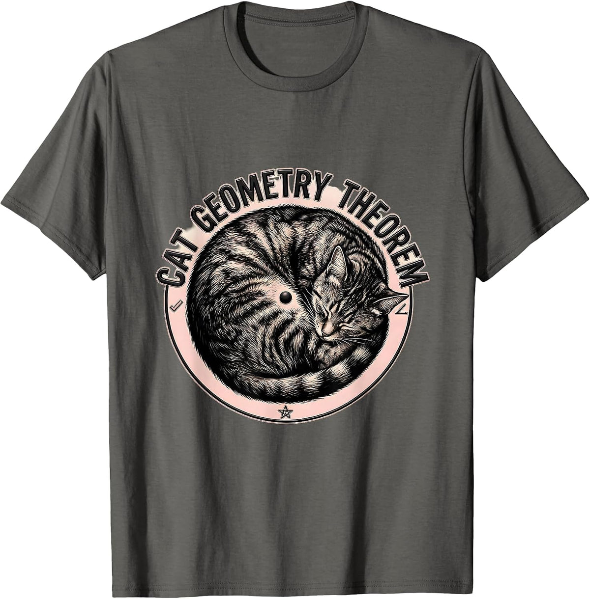 Cat Geometry Theorem Funny Math Cat Teacher Student Gift T-Shirt - Asphalt Grey