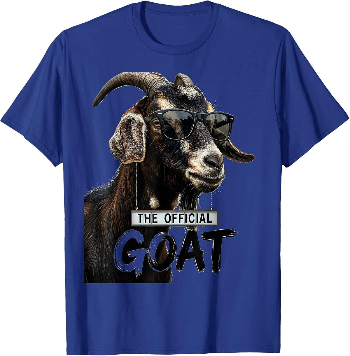 Men's The Official GOAT Funny Goat Sunglasses Animal Humor Novelty T-Shirt - Royal Blue