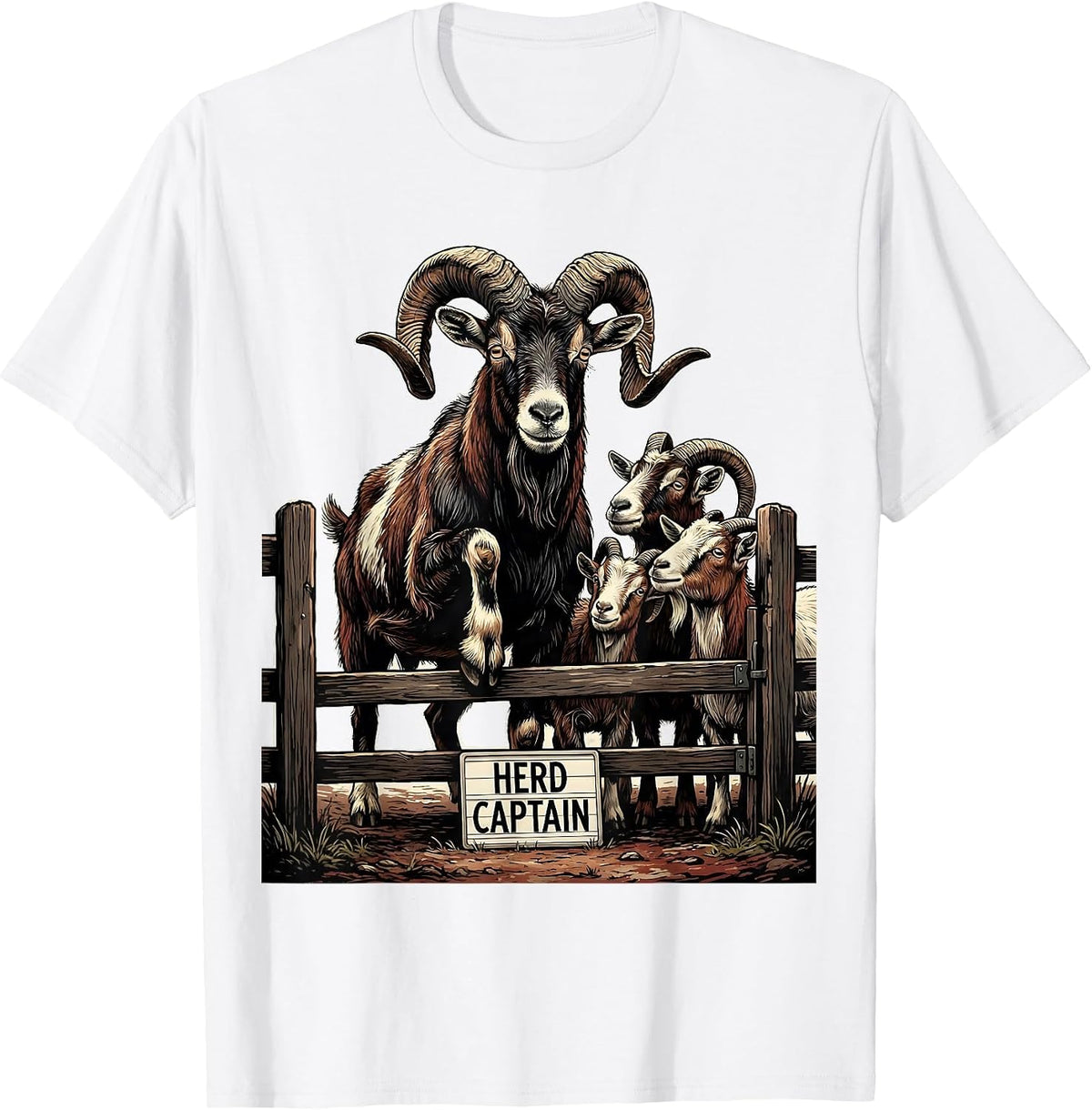 Men's Herd Captain Funny Goat Farmer Goat Lover Gift T-Shirt - White
