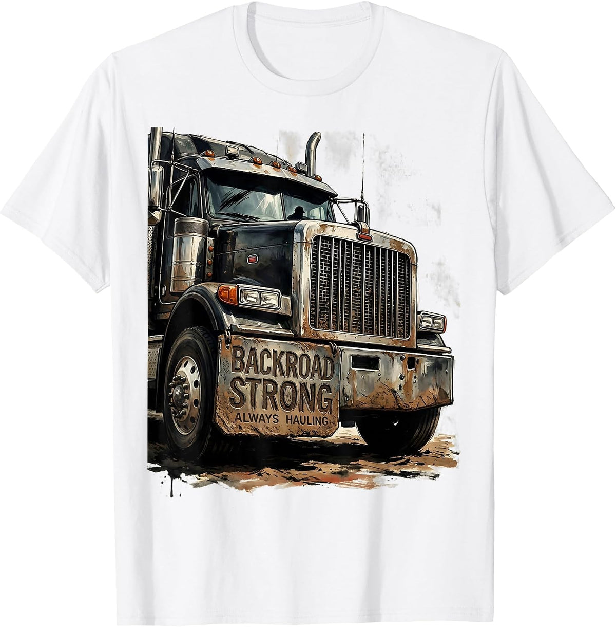 Men's Backroad Strong Truck Driver Labor Day Design T-Shirt - White