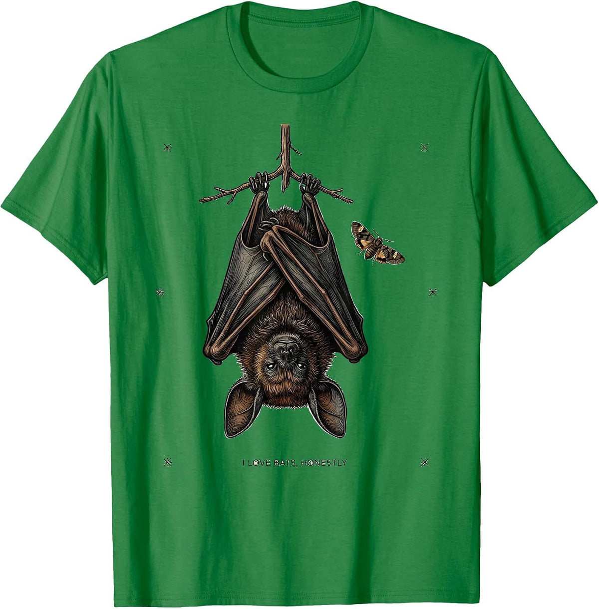 Men's I Love Bats Honestly Funny Bat Lover Wildlife Conservation T-Shirt - Kelly Green