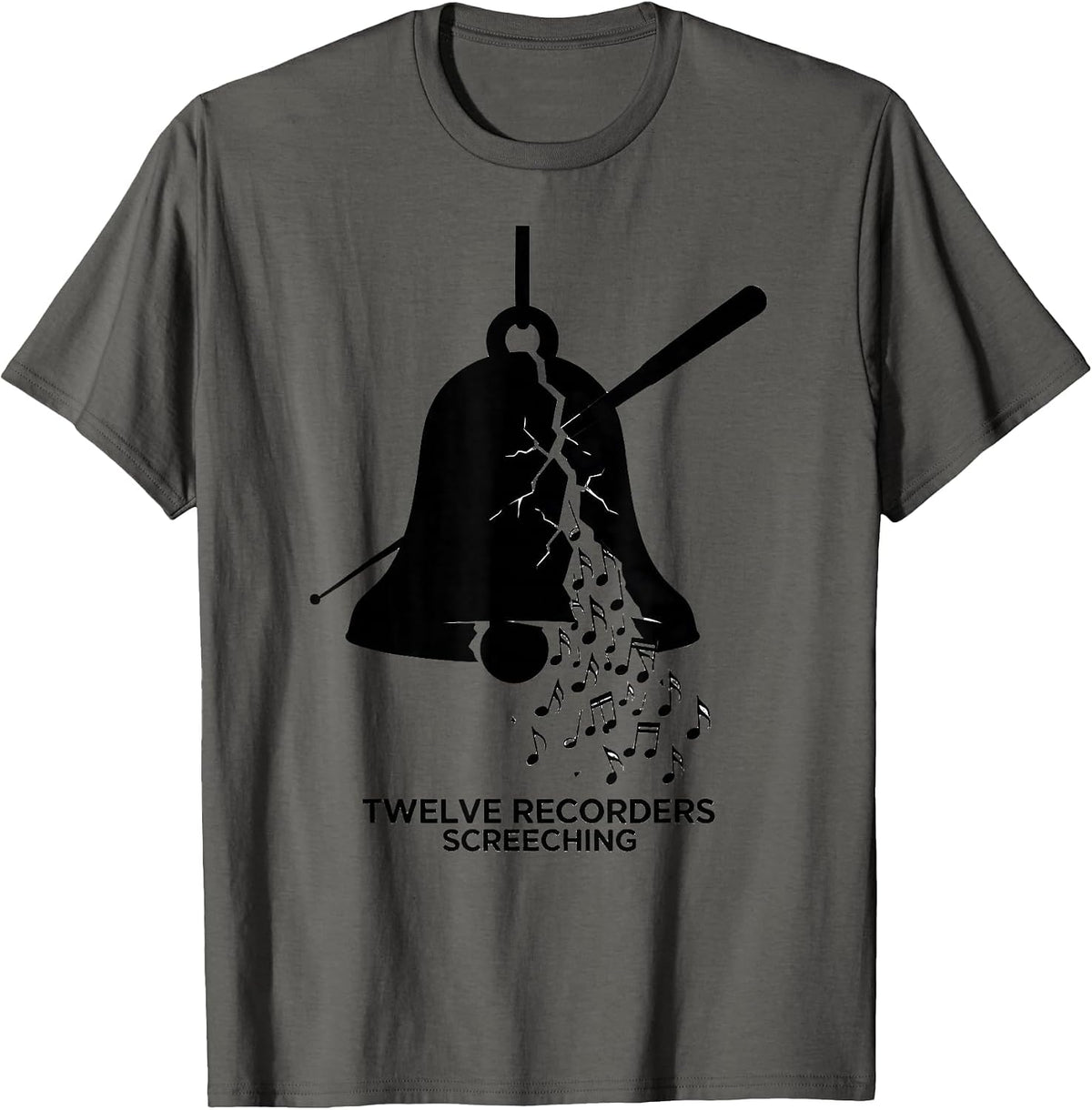 Men's On The First Day Music Teacher Christmas Twelve Recorders T-Shirt - Asphalt Grey