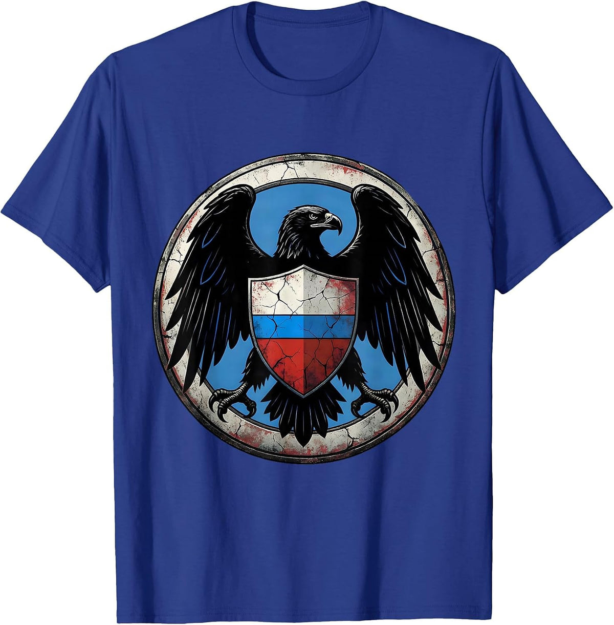 Men's Thin Blue Line Shield Eagle Wings Graphic T-Shirt - Royal Blue