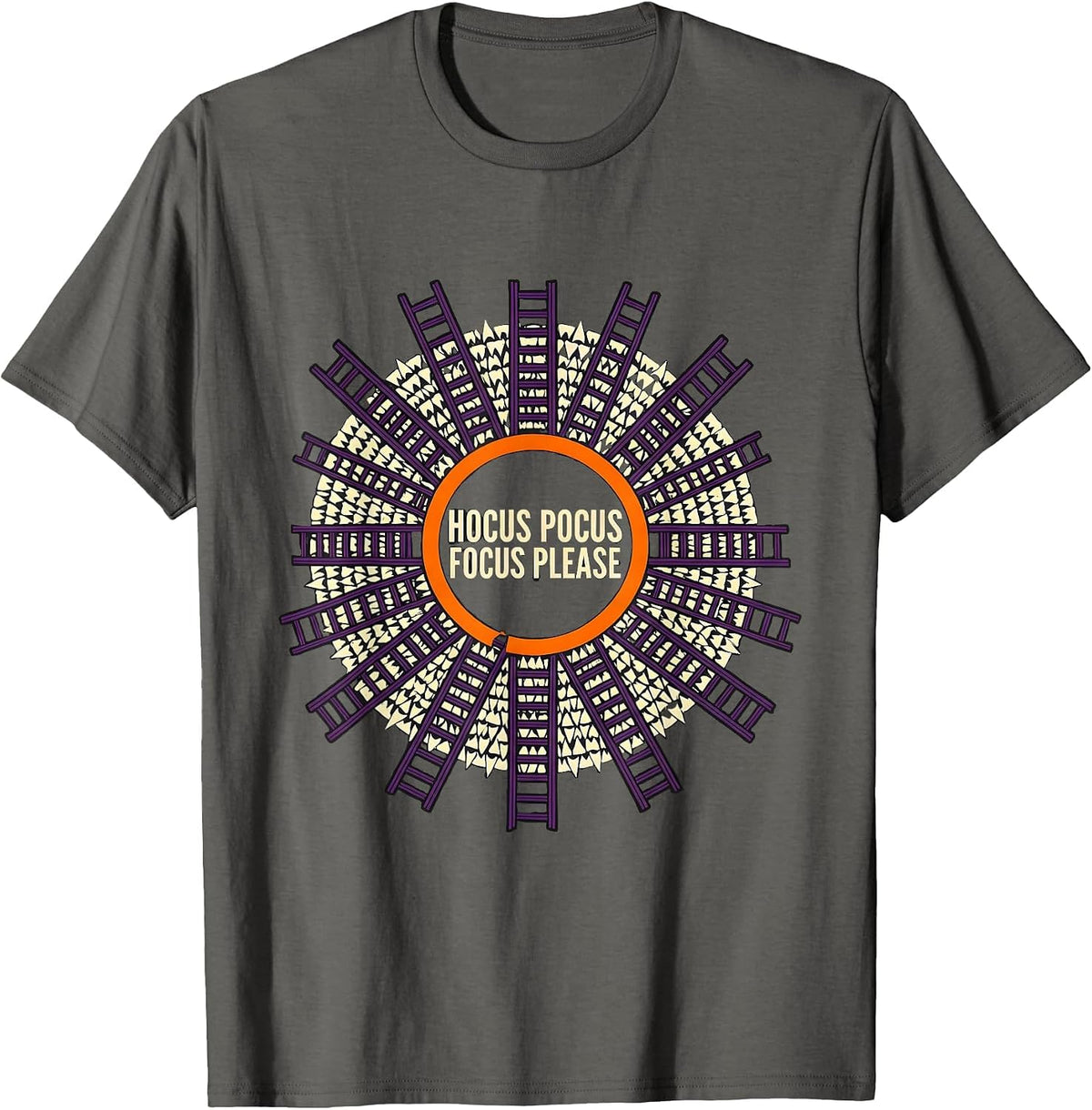 Hocus Pocus Focus Please Funny Halloween Teacher Costume T-Shirt - Asphalt Grey