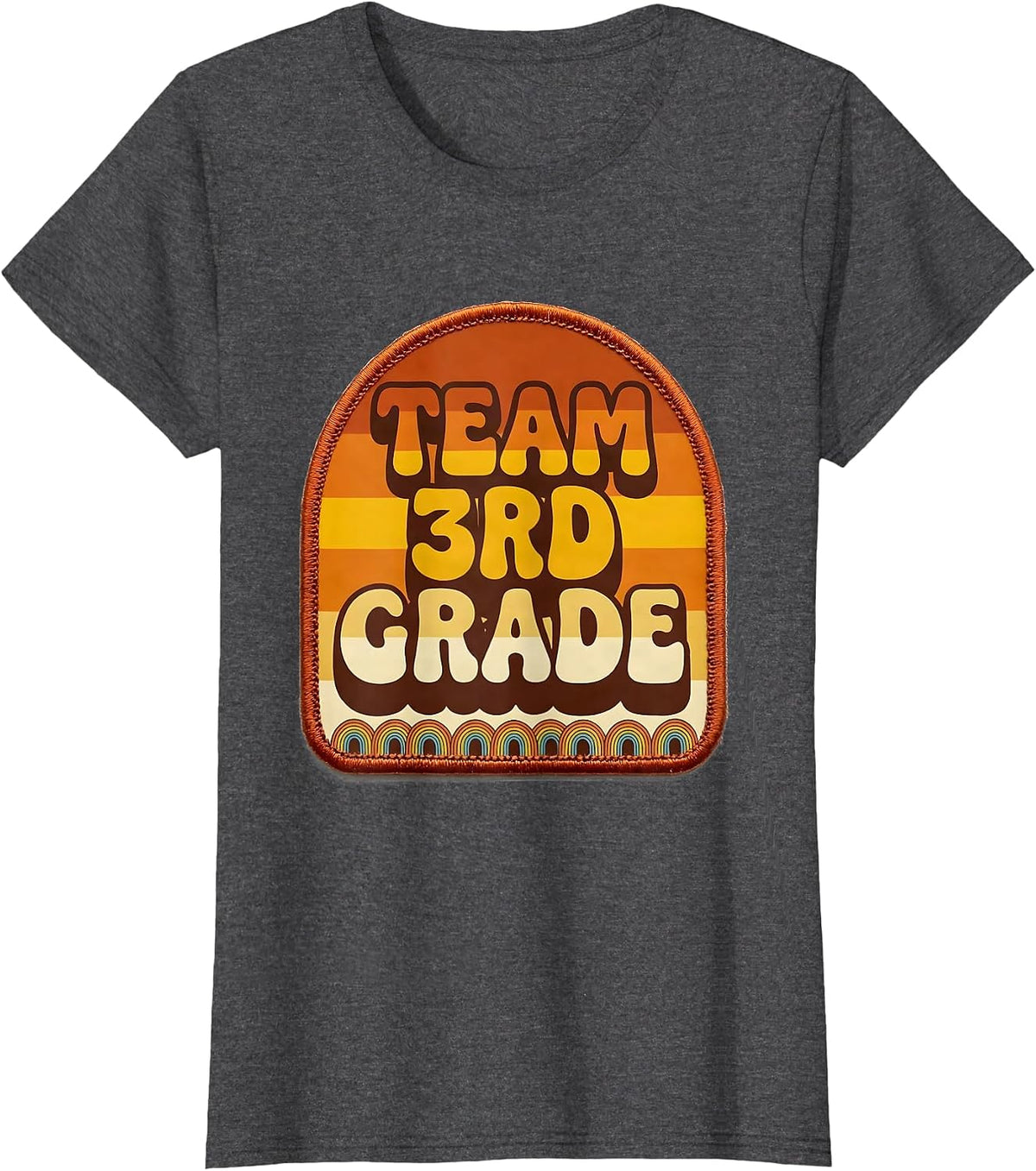 Women's Team 3rd Grade Retro 70s Back To School Teacher Student T-Shirt - Dark Heather Grey