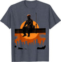 Labor Day Worker Silhouette Steel Beam Sunset T-Shirt - Heather Blue