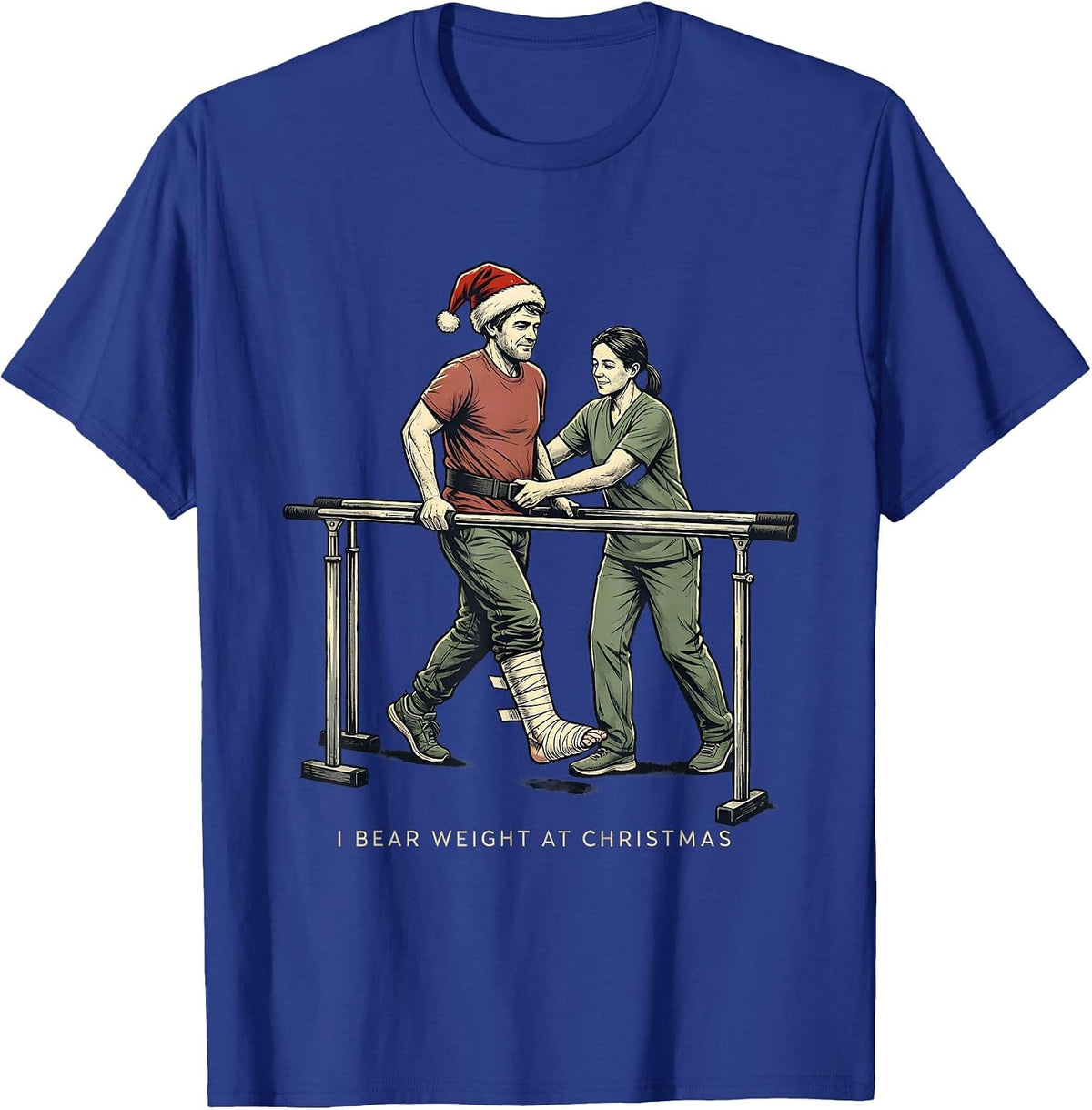 I Bear Weight At Christmas Distressed Physical Therapist T-Shirt - Royal Blue
