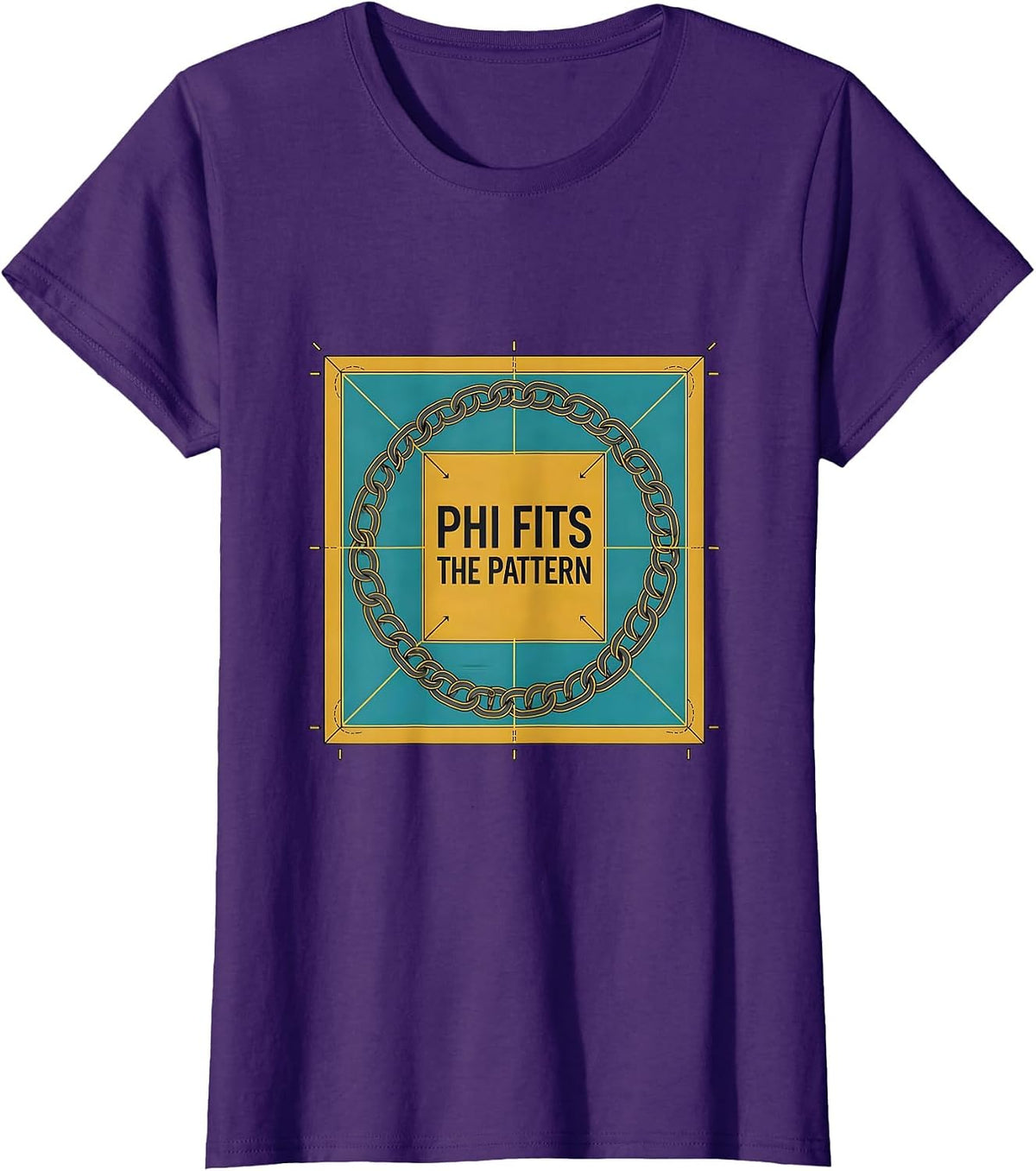 Women's Phi Fits The Pattern Math Sacred Geometry Fibonacci Spiral T-Shirt - Purple