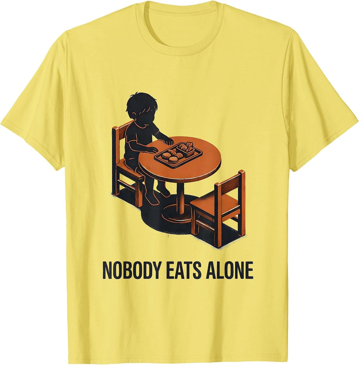 Men's Nobody Eats Alone Special Education Teacher Autism Inclusion T-Shirt - Lemon Yellow