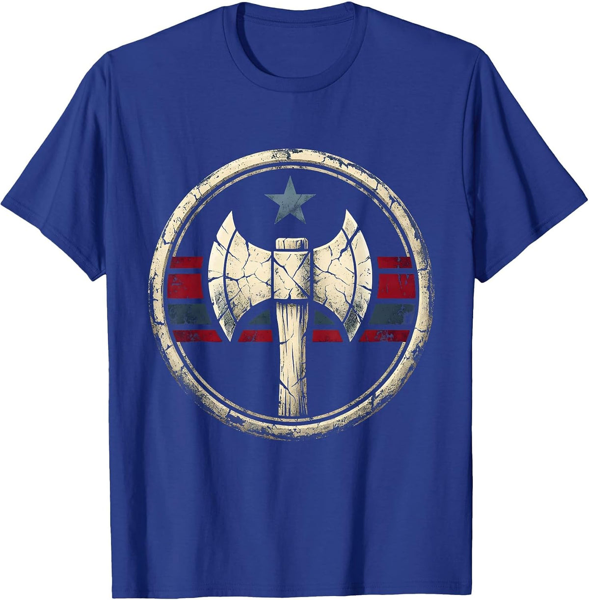 Men's Rugged Lumberjack Splitting Log With Axe T-Shirt - Royal Blue