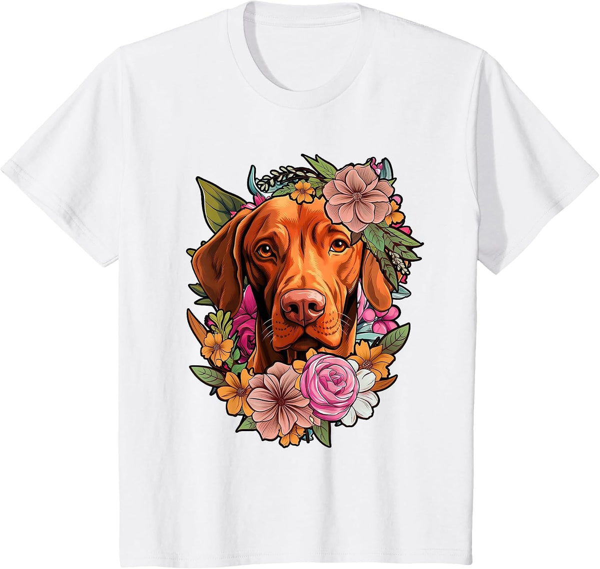 Cute Flower Vizsla T-Shirt - White