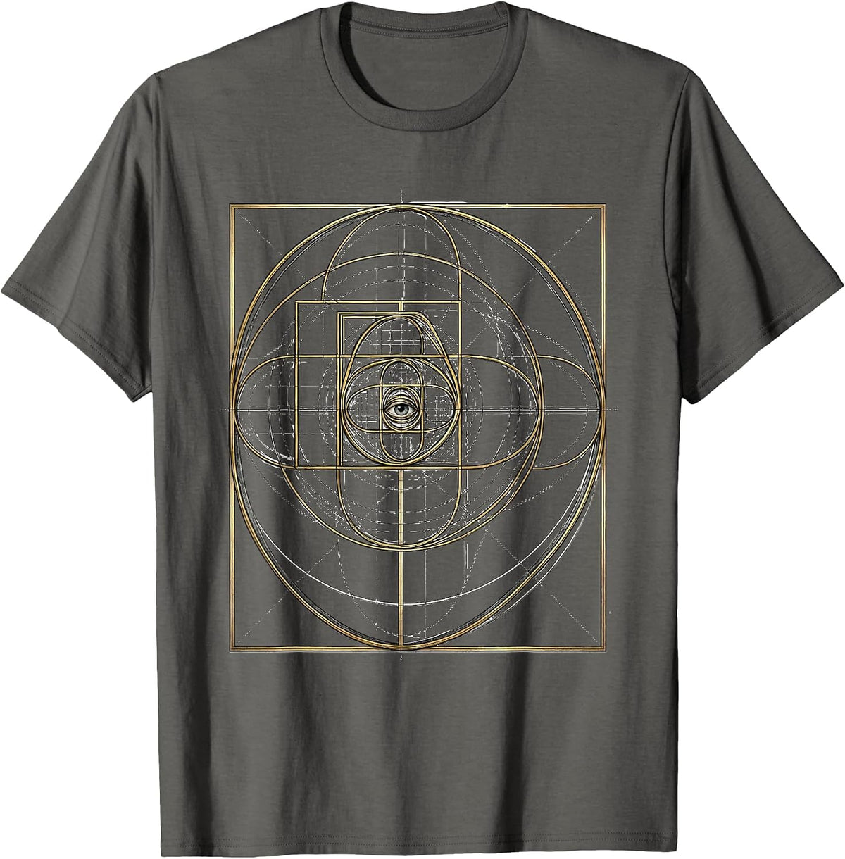 Golden Ratio Spiral Sacred Geometry Math Lover Gift T-Shirt - Asphalt Grey