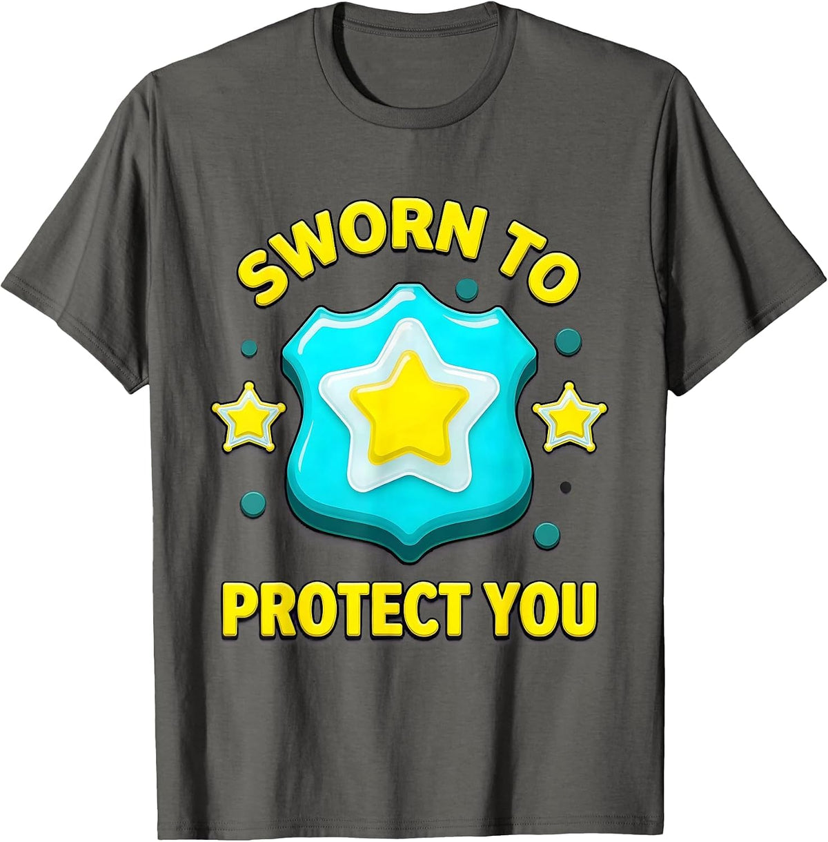 Sworn to Protect You Law Enforcement Design T-Shirt - Asphalt Grey