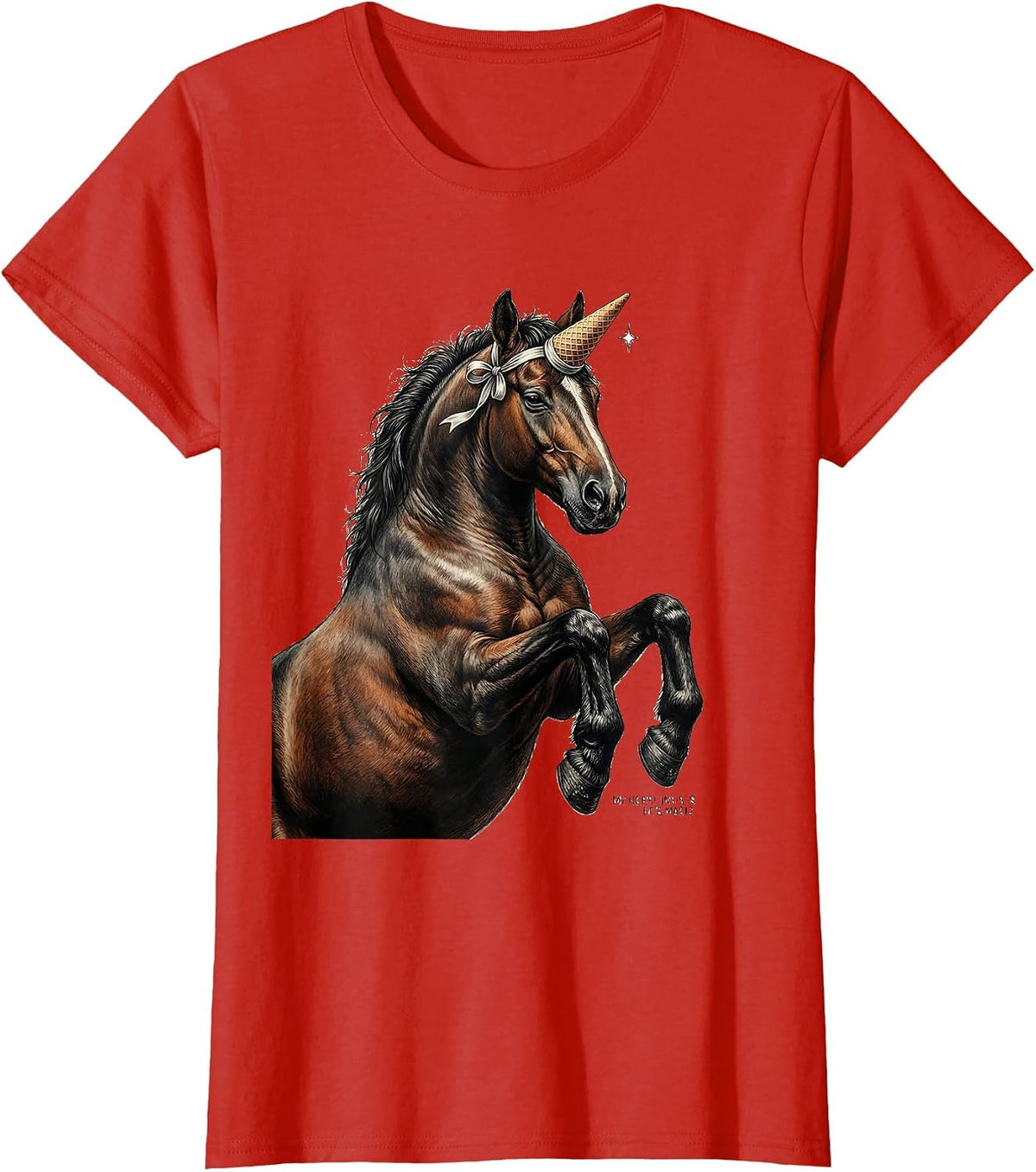 Women's My Horse Insists He's Magic Funny Horse Lover Gift T-Shirt - Red