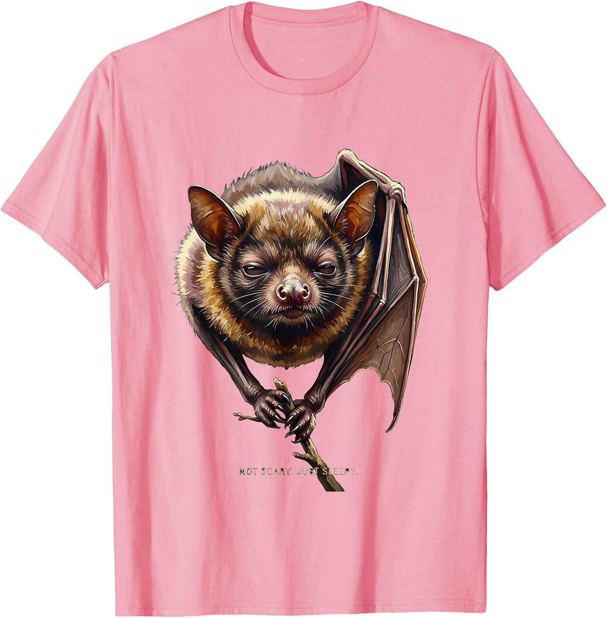 Men's Not Scary Just Sleepy Vintage Bat Lover Halloween Nature T-Shirt - Pink
