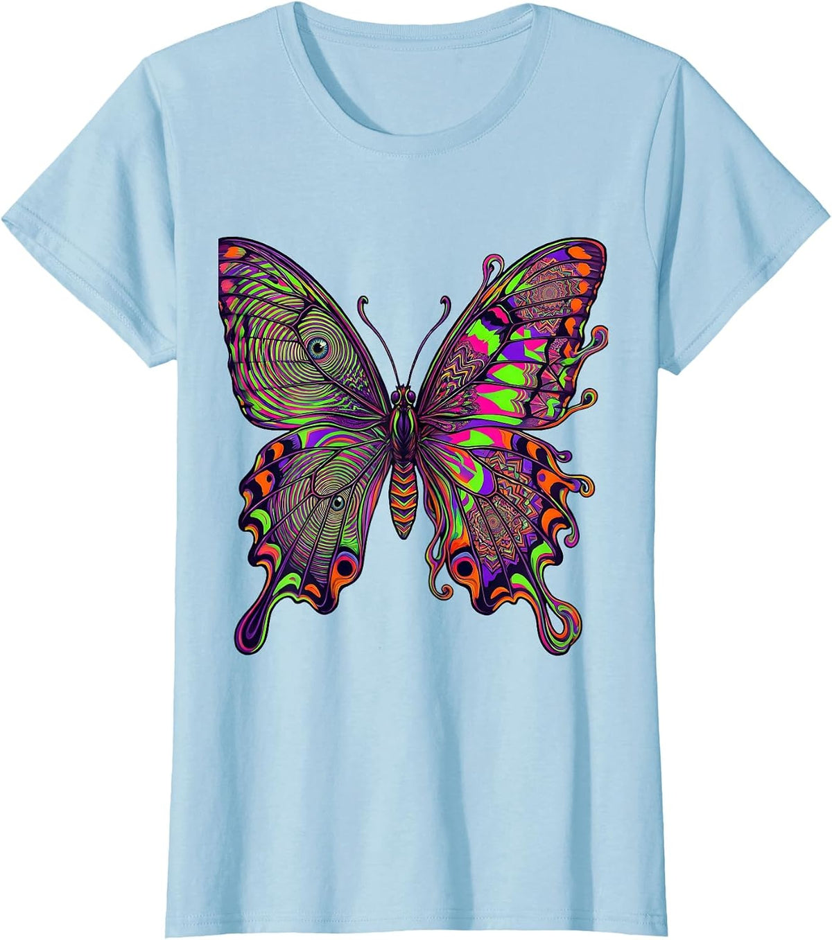 Neurodiversity Kaleidoscope Butterfly Illustration T-Shirt - Baby Blue