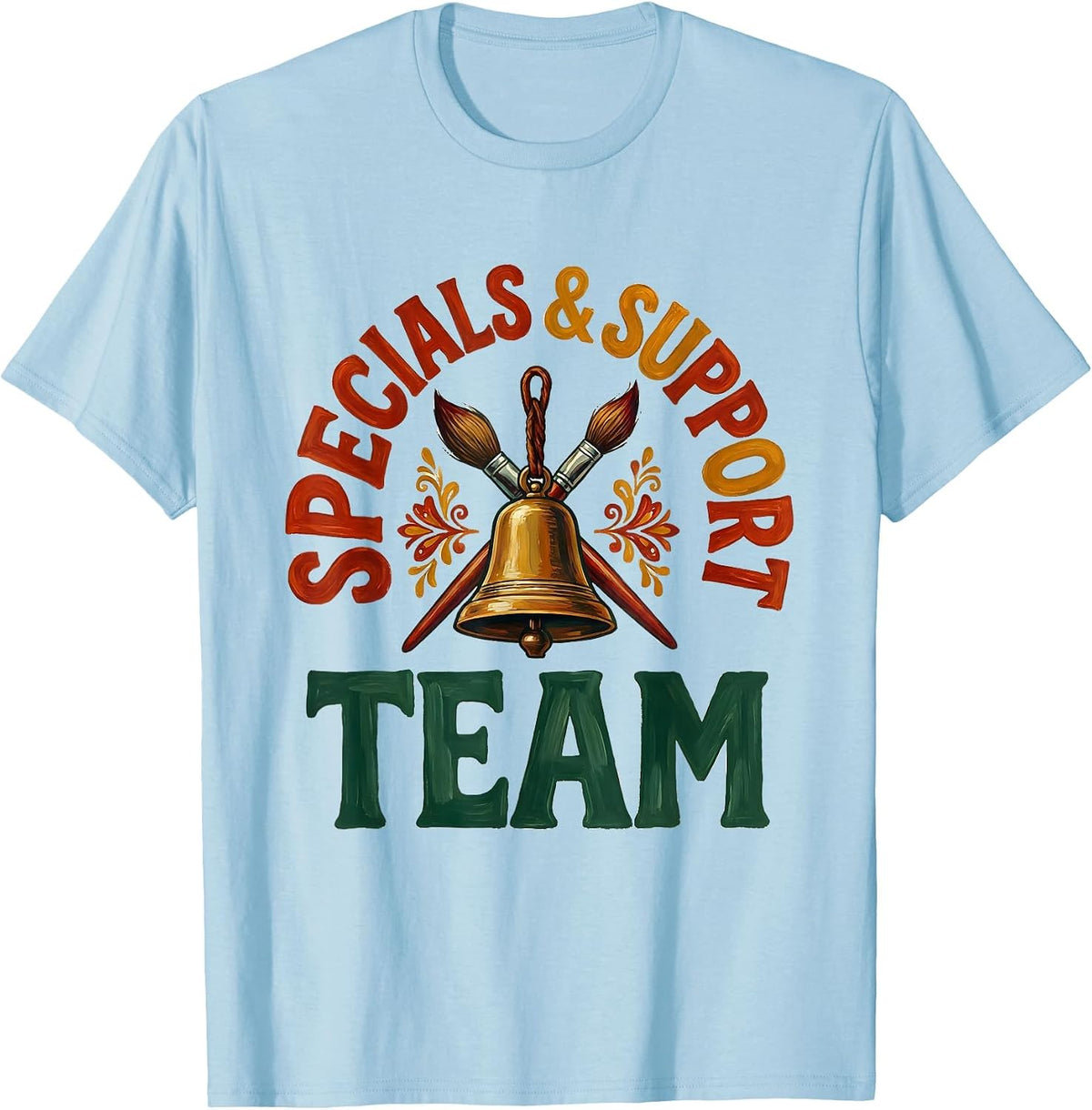 Men's Specials Support Team Folk Art Teacher Appreciation Back T-Shirt - Baby Blue