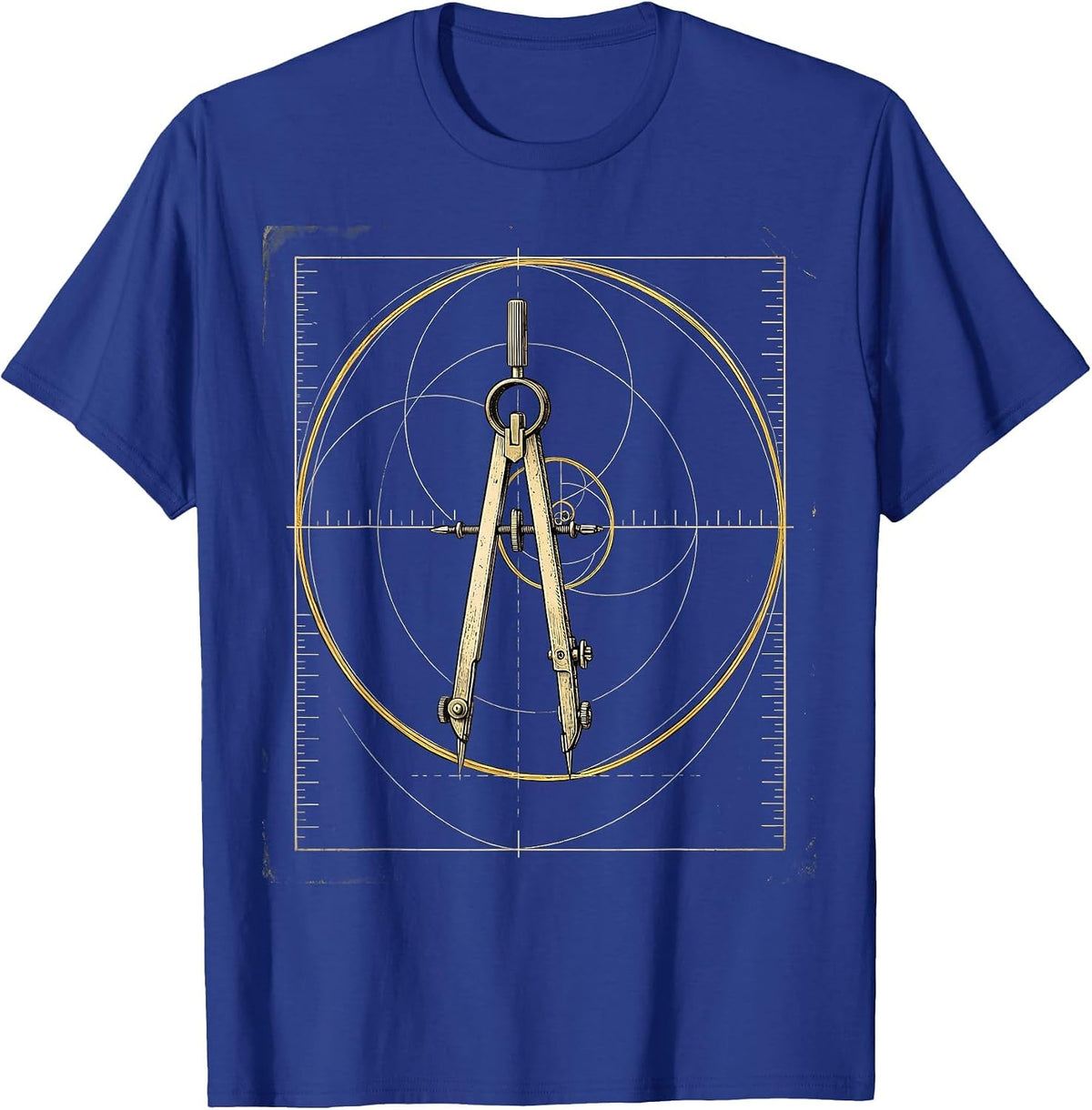 Men's Golden Spiral Vintage Math Sacred Geometry Enthusiast T-Shirt - Royal Blue