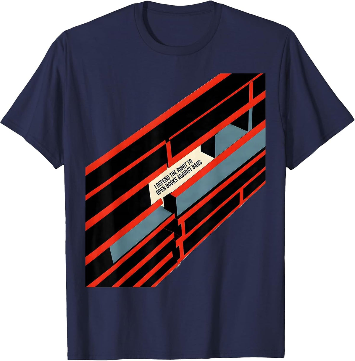 I Defend The Right To Open Books Against Bans Librarian T-Shirt - Navy Blue