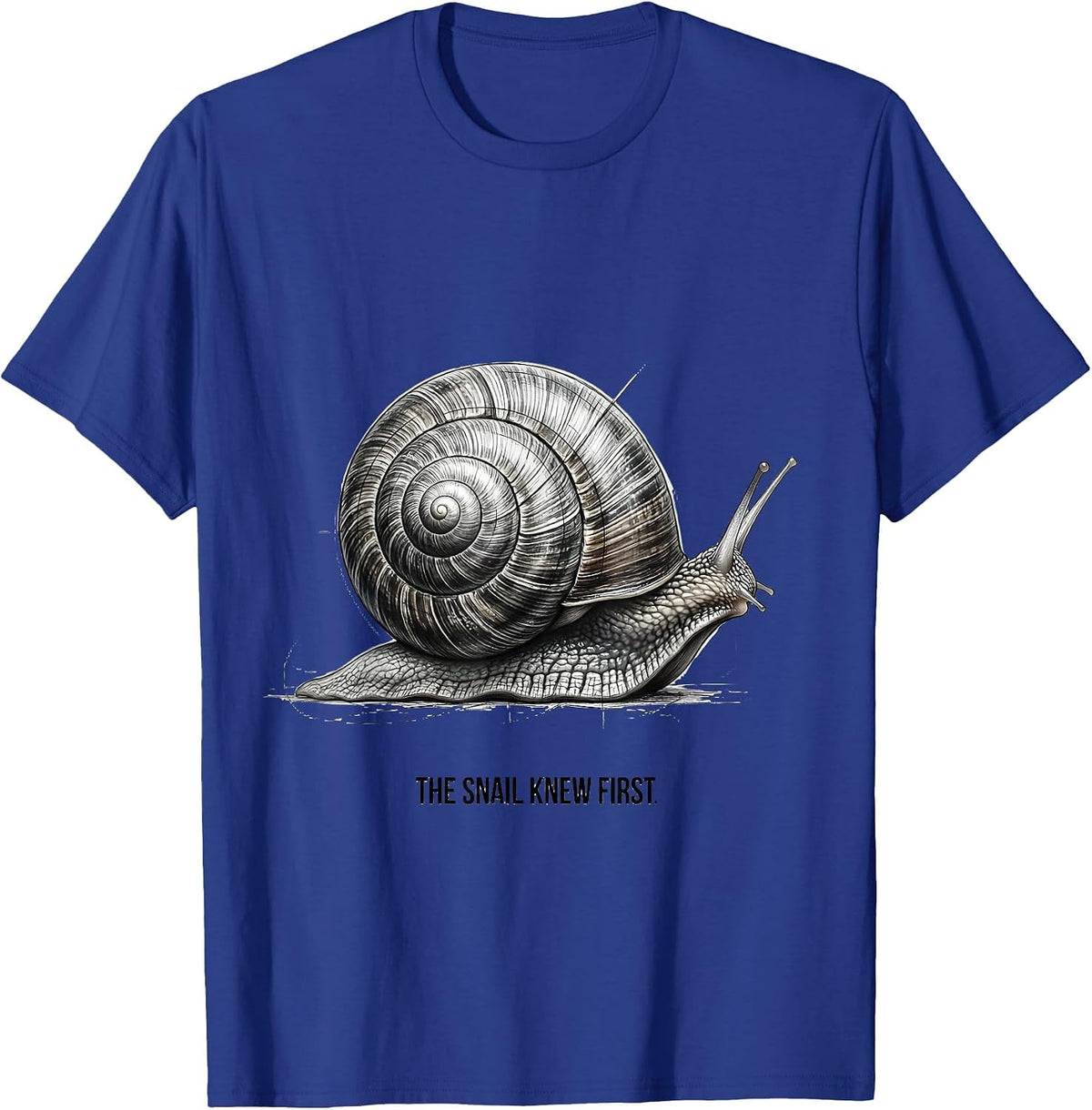 Men's The Snail Knew First Monochromatic Sacred Geometry Math T-Shirt - Royal Blue