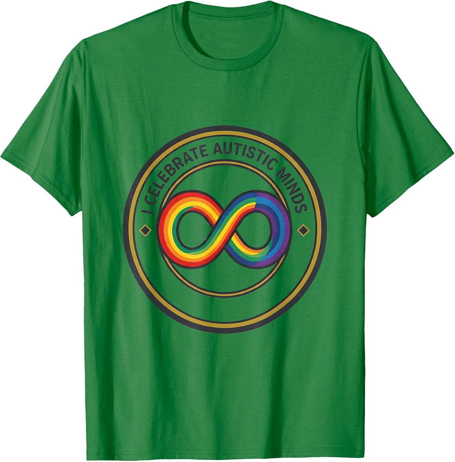 Men's I Celebrate Autistic Minds Neurodiversity Awareness Autistic T-Shirt - Kelly Green
