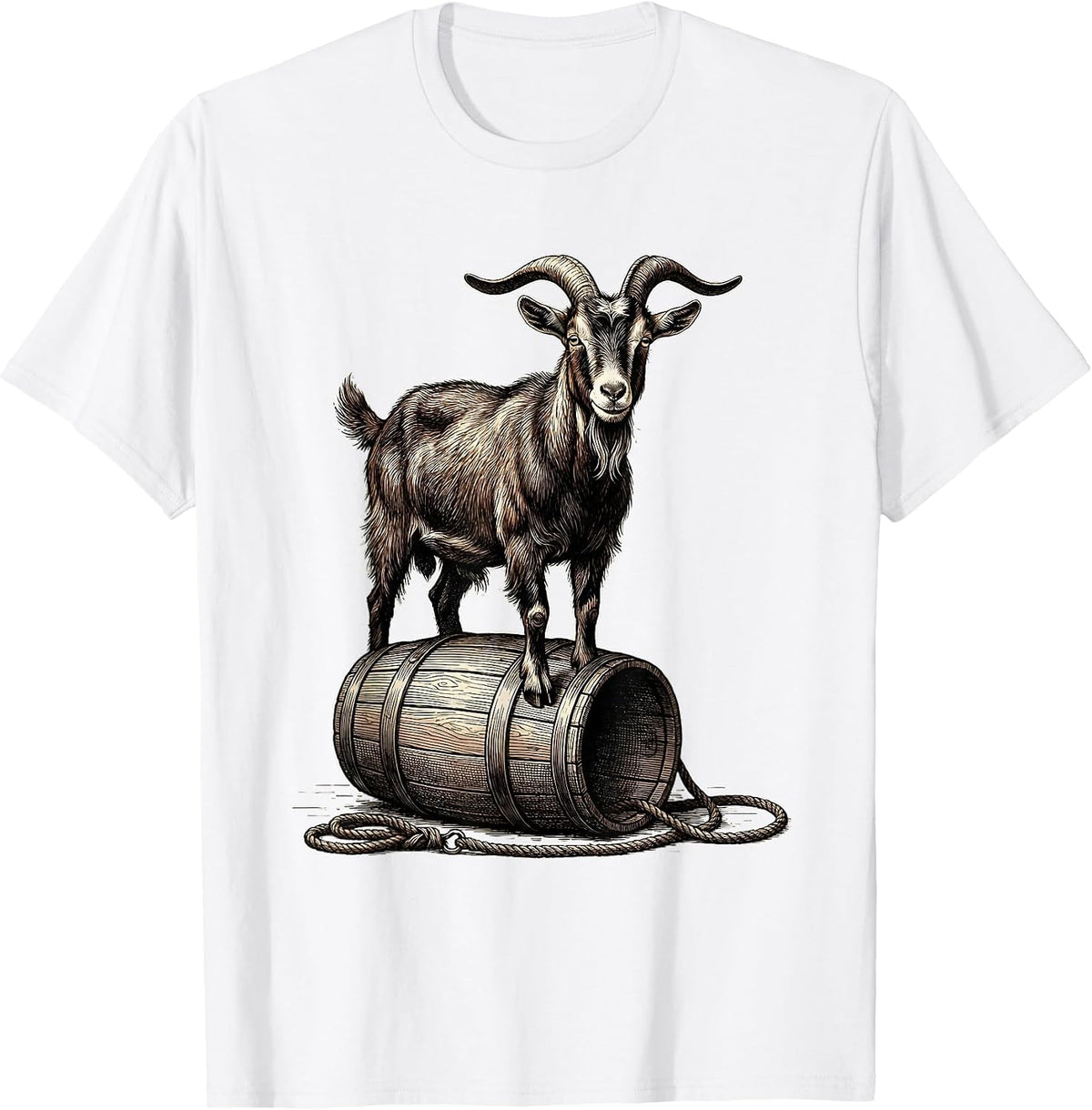 Men's Goat On Bucket Funny Farm Animal Lover Humor T-Shirt - White