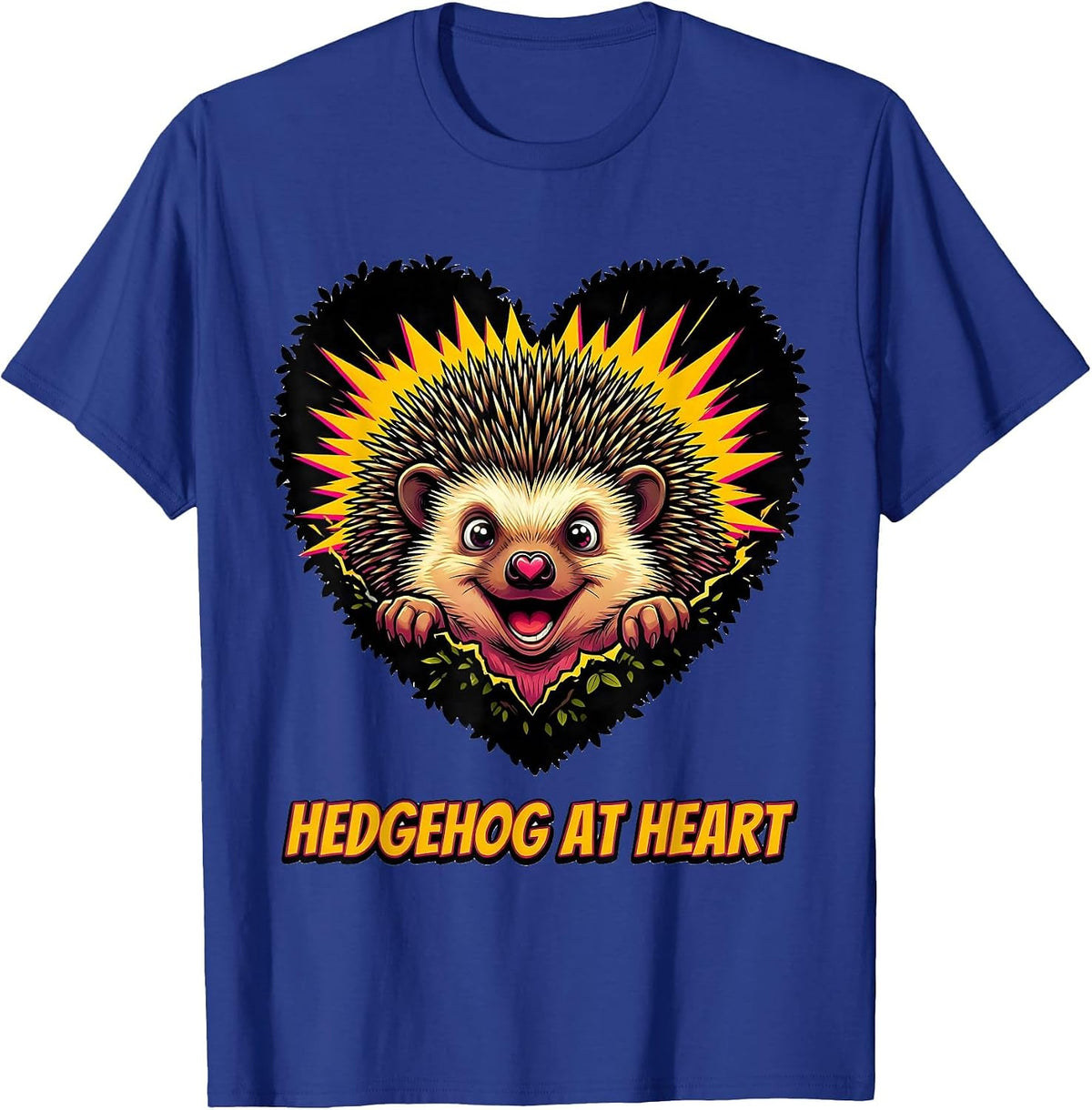 Hedgehog At Heart Cute Hedgehog Lover Pop Art Novelty T-Shirt - Royal Blue