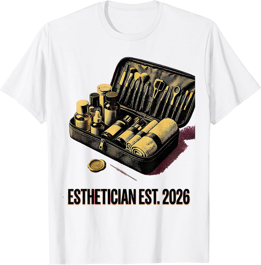 Men's Esthetician Est. 2026 Playful Professional Pride Skincare T-Shirt - White