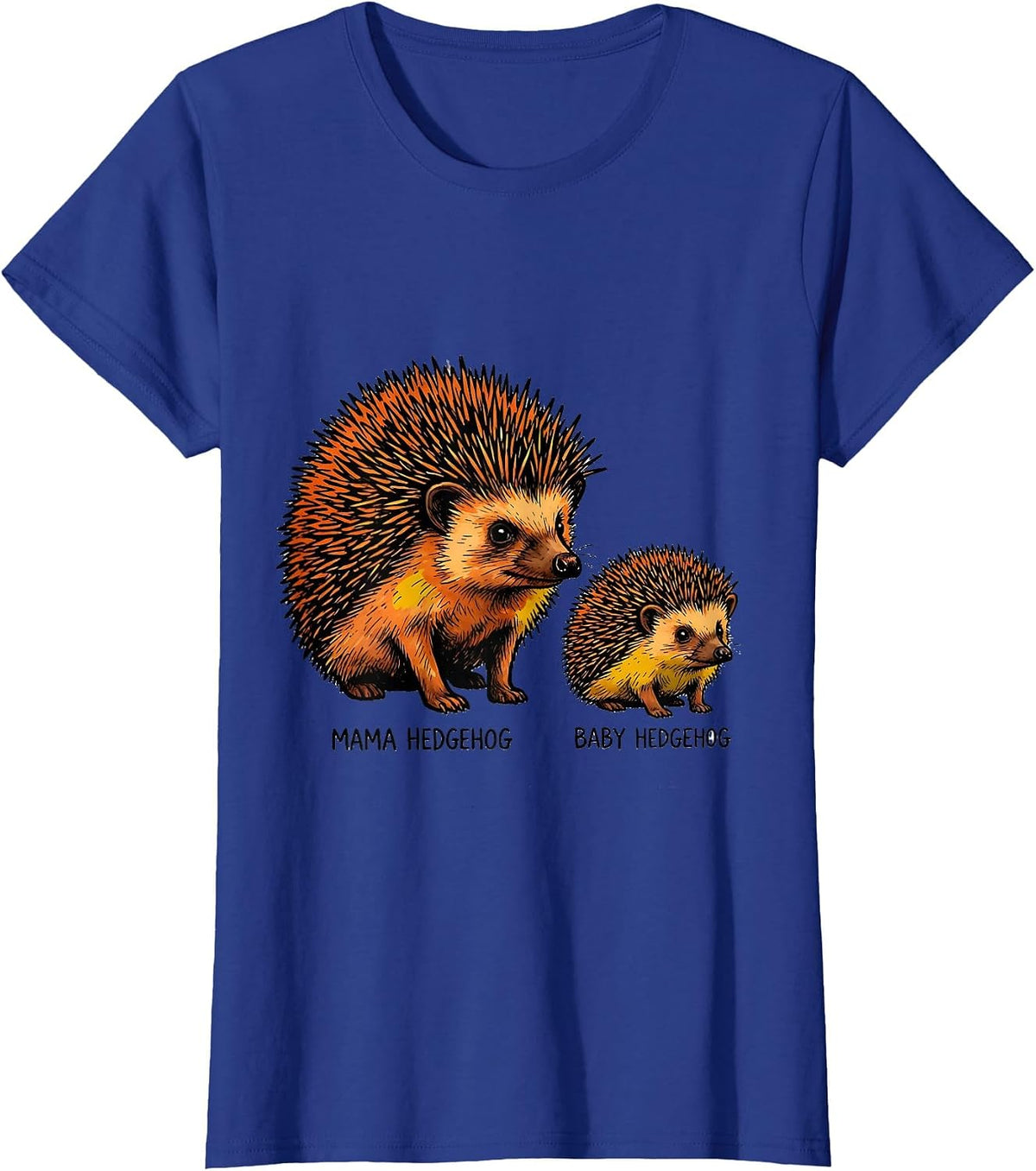 Women's Mama Hedgehog Baby Hedgehog Matching Family Squad Mother T-Shirt - Royal Blue
