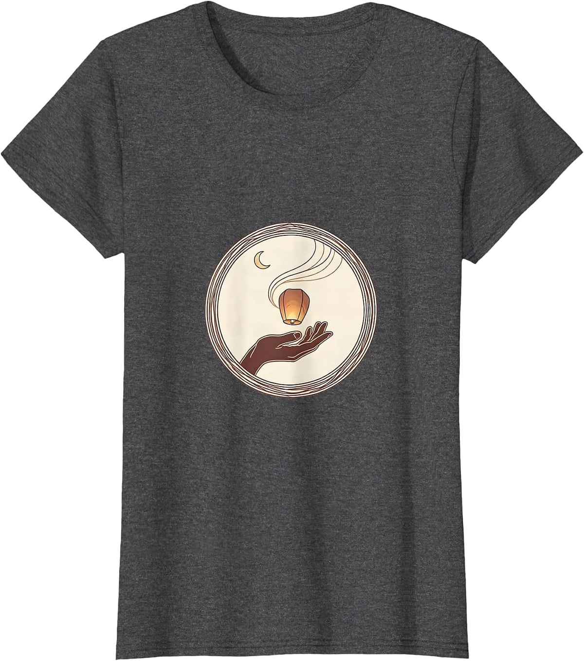 Women's Mental Health Matters Paper Lantern Night Sky T-Shirt - Dark Heather Grey