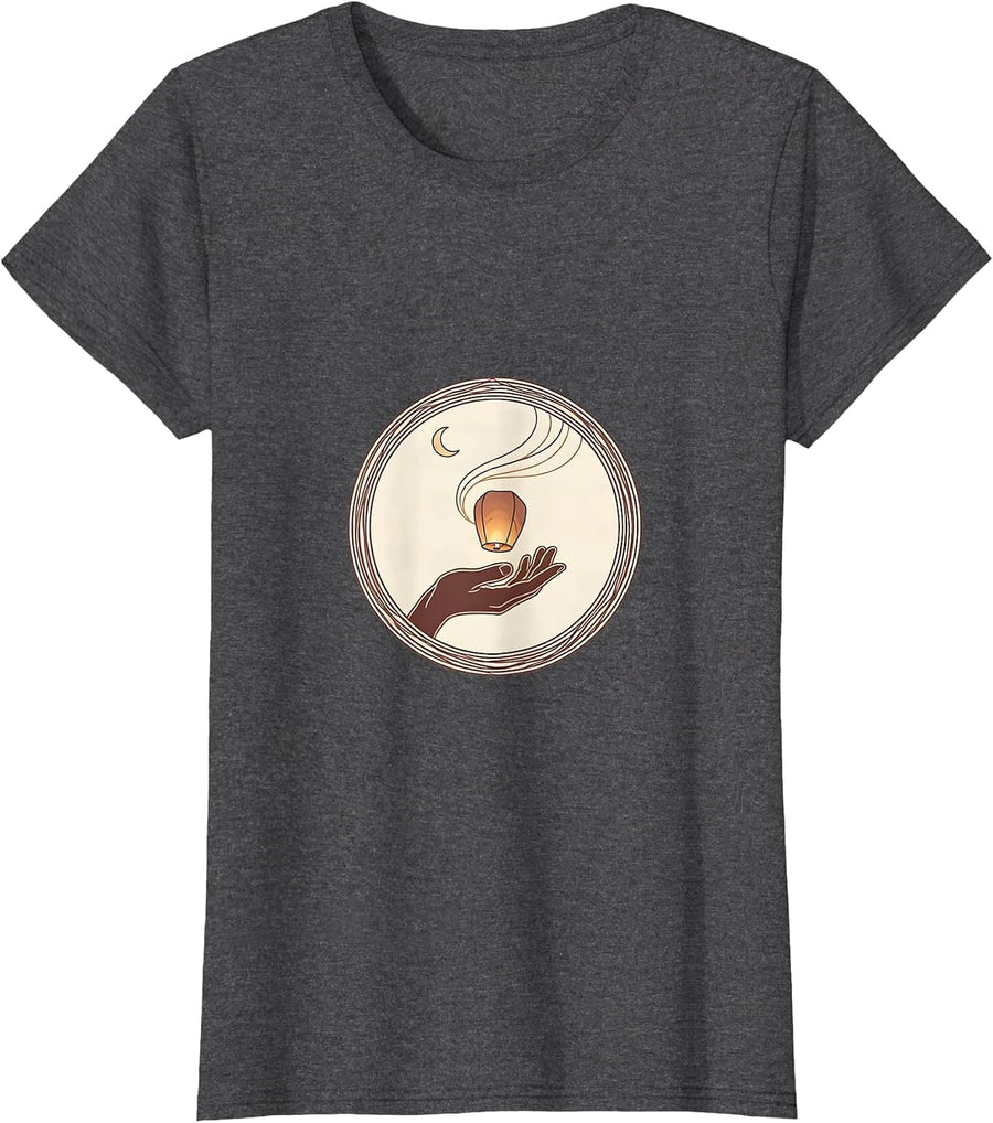 Women's Mental Health Matters Paper Lantern Night Sky T-Shirt - Dark Heather Grey