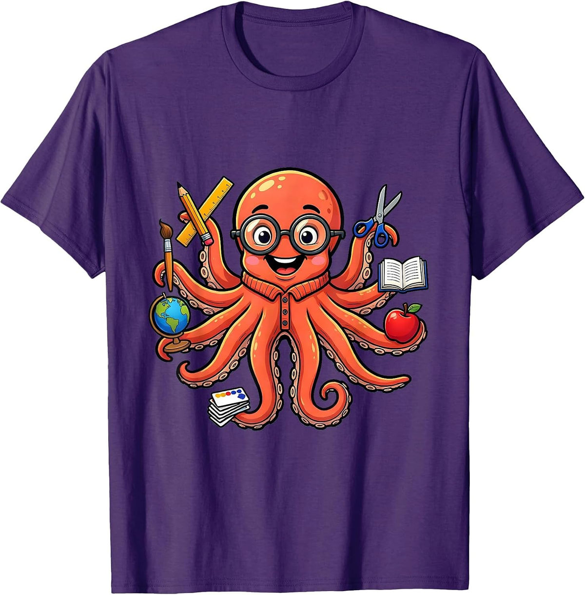 Men's Sped Teacher Eight Arms Holding Supplies Gift T-Shirt - Purple