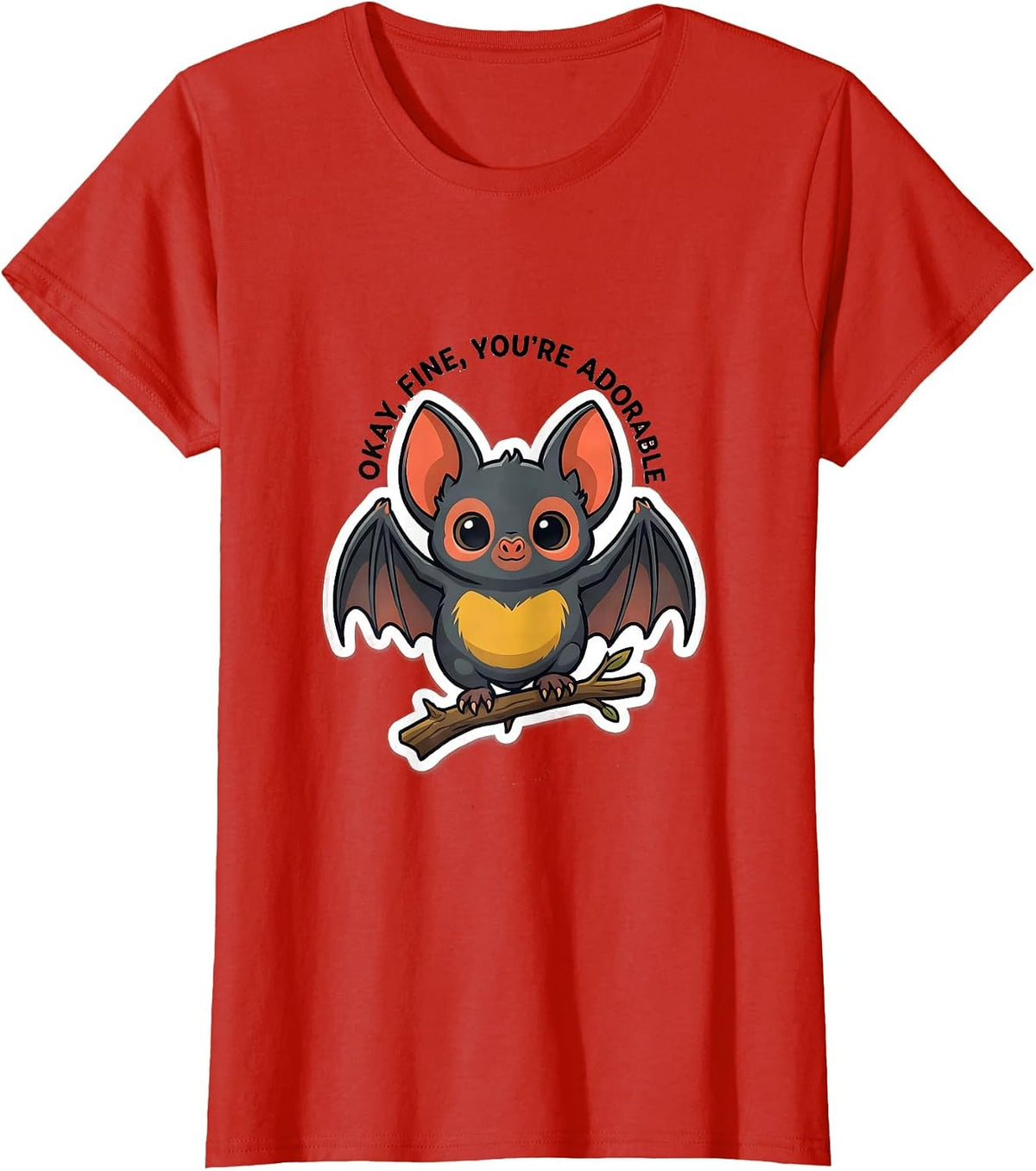 Okay, Fine, You're Adorable Vintage Bat Lover Halloween T-Shirt - Red