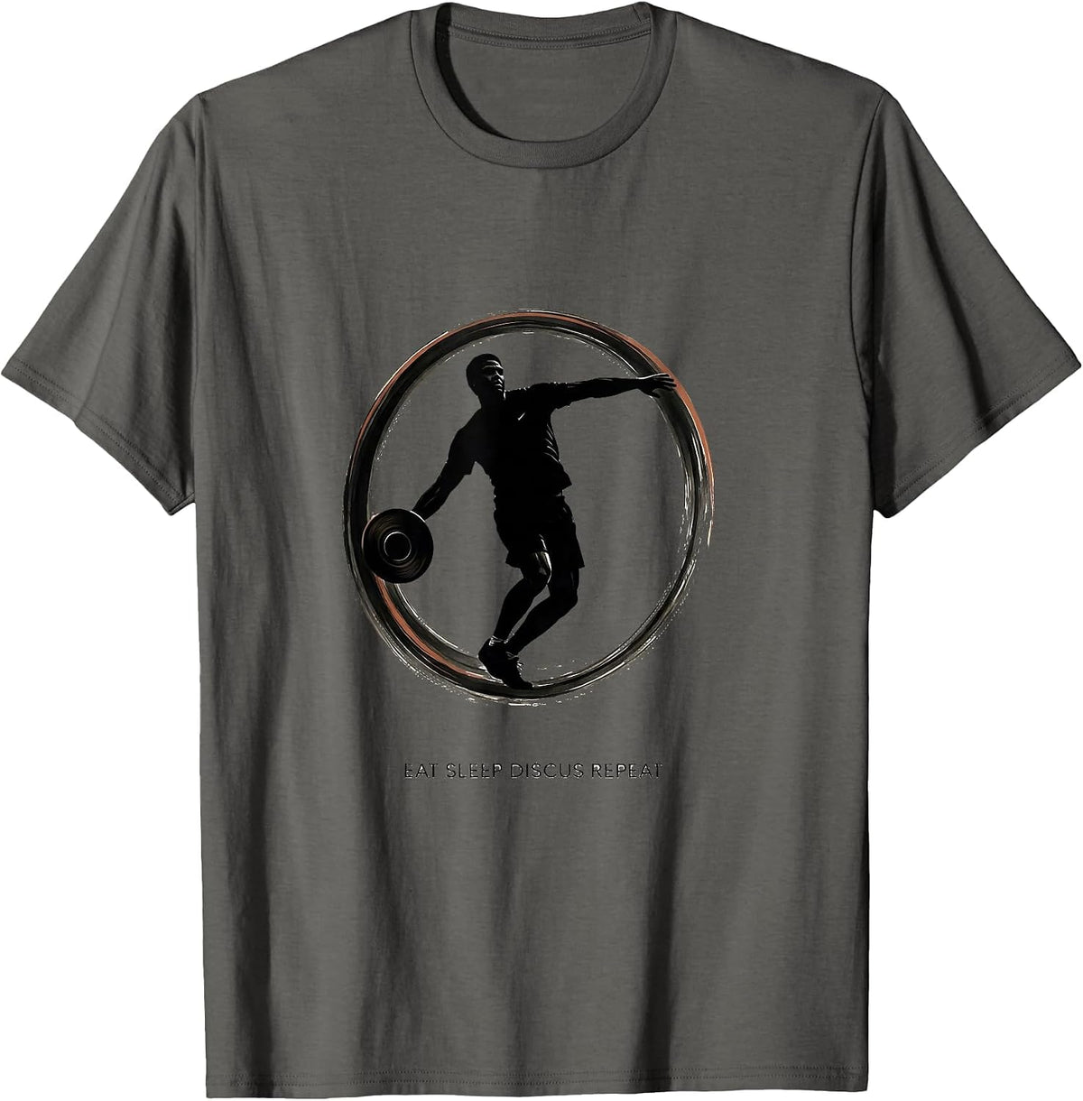 Men's Eat Sleep Discus Repeat Minimalist Track And Field Athlete T-Shirt - Asphalt Grey