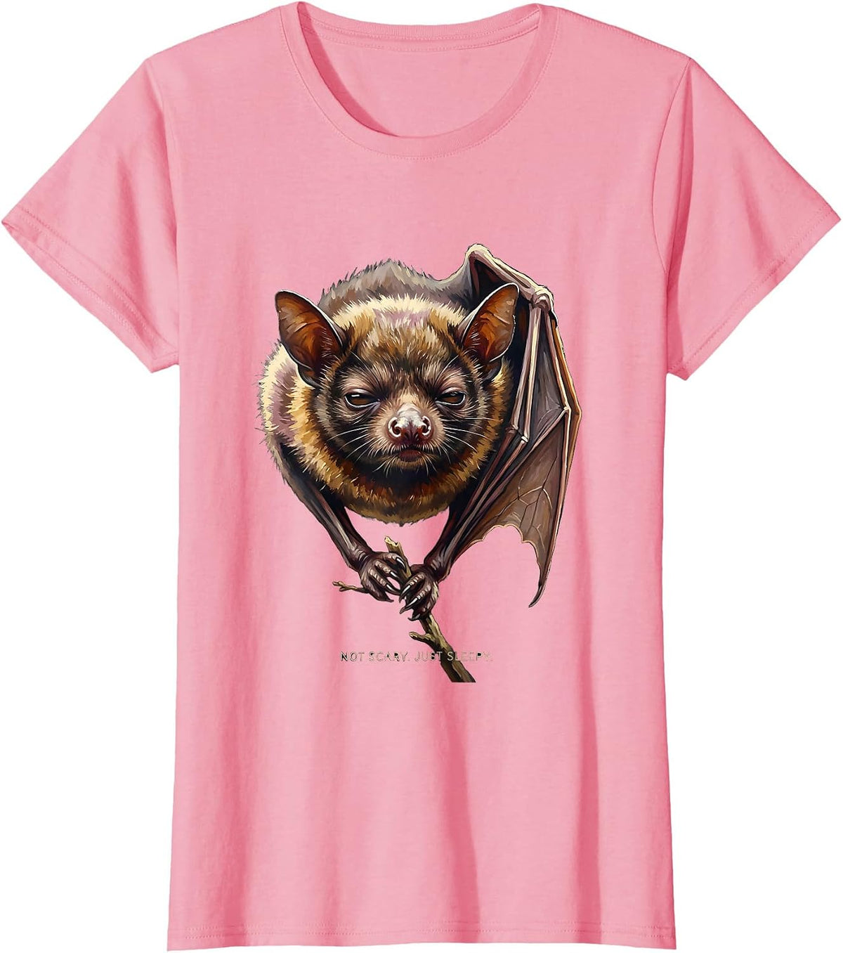 Women's Not Scary Just Sleepy Vintage Bat Lover Halloween Nature T-Shirt - Pink