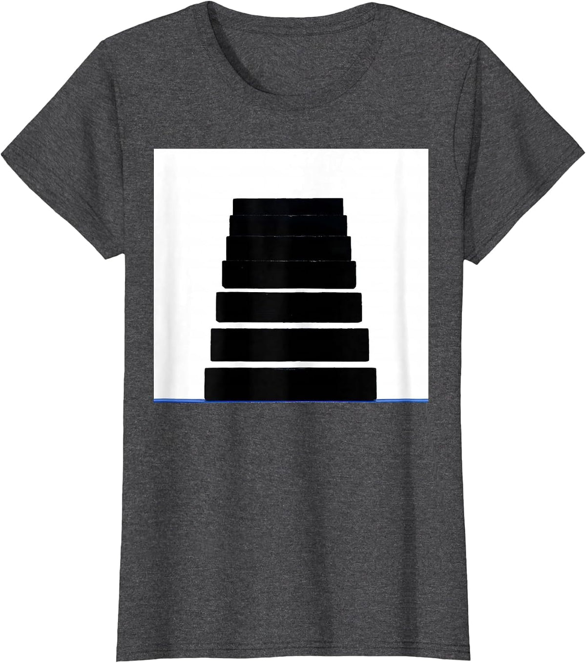 Women's Countdown Ladder Brutalist Graphic Thin Blue Line Police T-Shirt - Dark Heather Grey