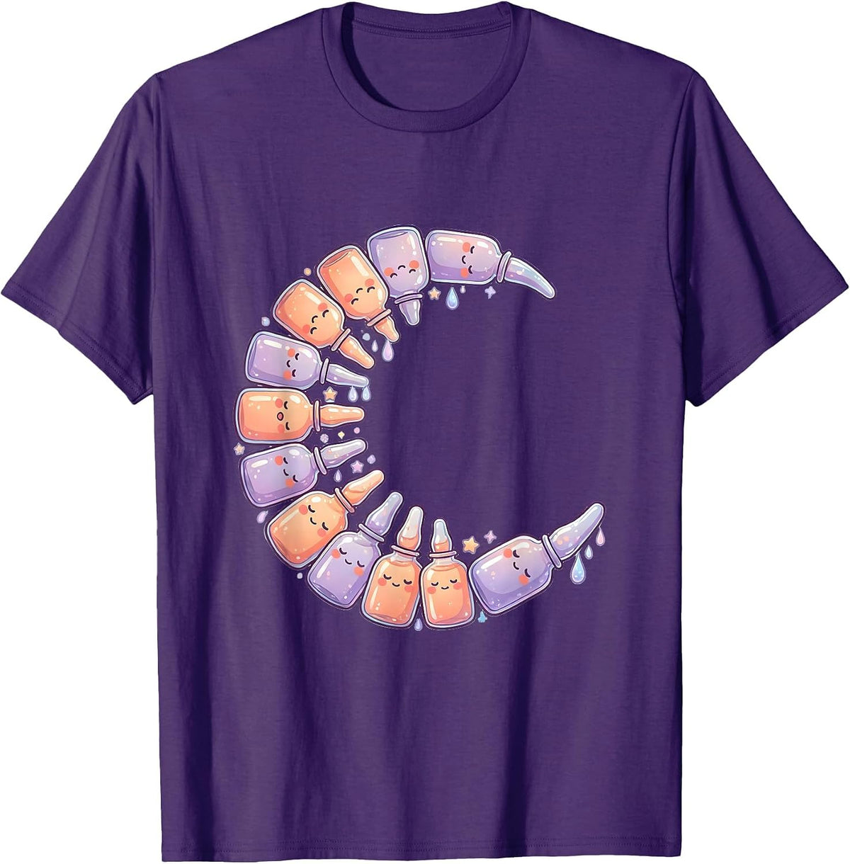 K-Beauty Moon Skincare Ampoule Crescent Illustration T-Shirt - Purple