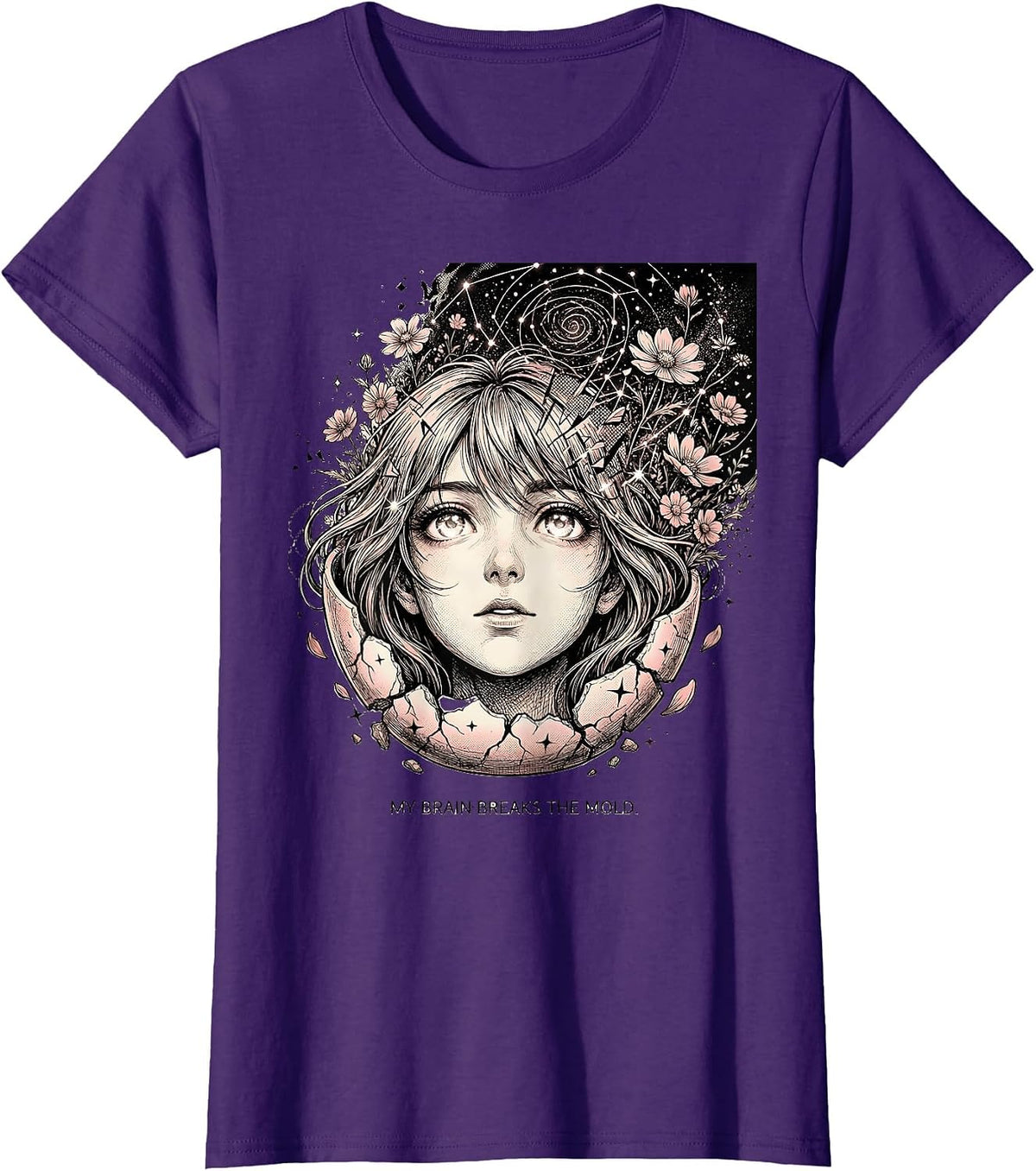 Women's My Brain Breaks the Mold Neurodiversity Design T-Shirt - Purple