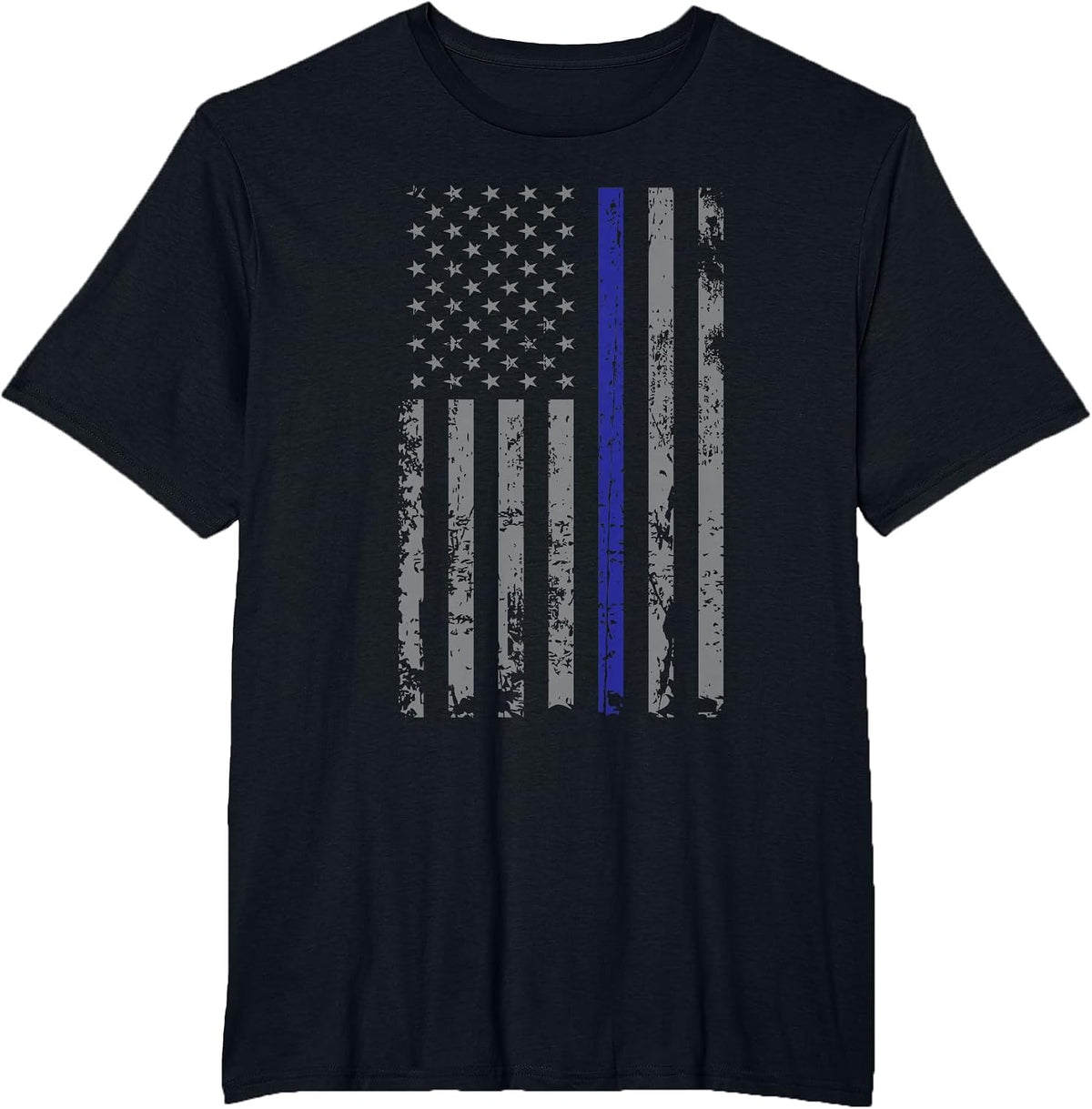 Defend the Police American Flag Heart Police Support T-Shirt - Black