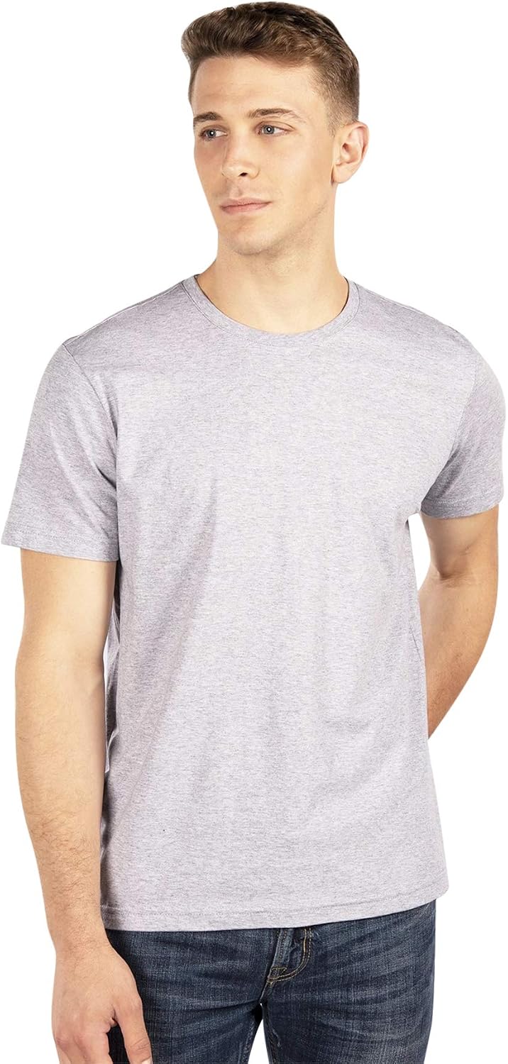 City Lab Men's Classic Fitted Soft Cotton Short Sleeve T-Shirt - Available in V-Neck and Crewneck T-Shirt - Large Grey