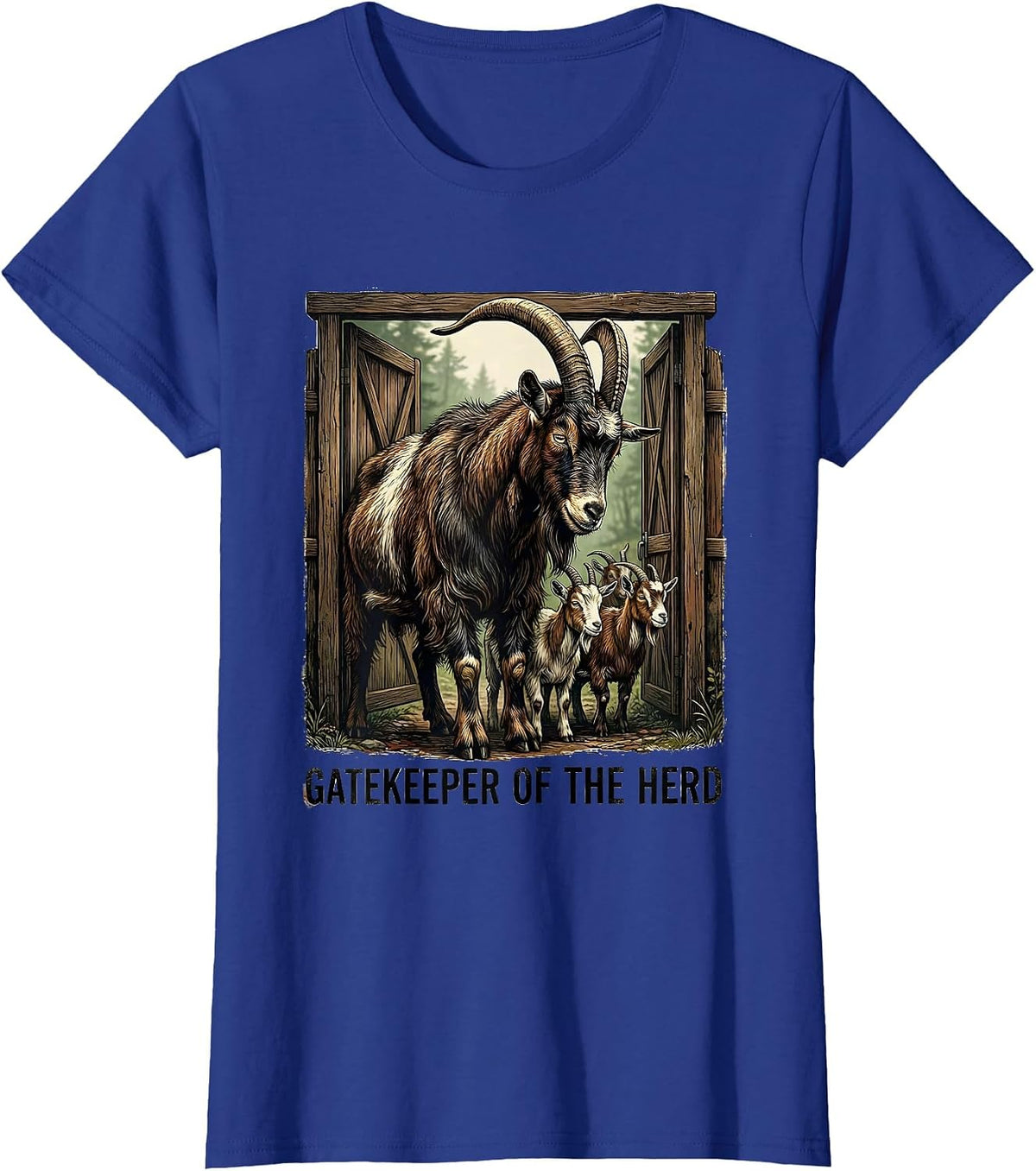 Women's Gatekeeper Of The Herd Vintage Funny Goat Lover Farmer Gift T-Shirt - Royal Blue