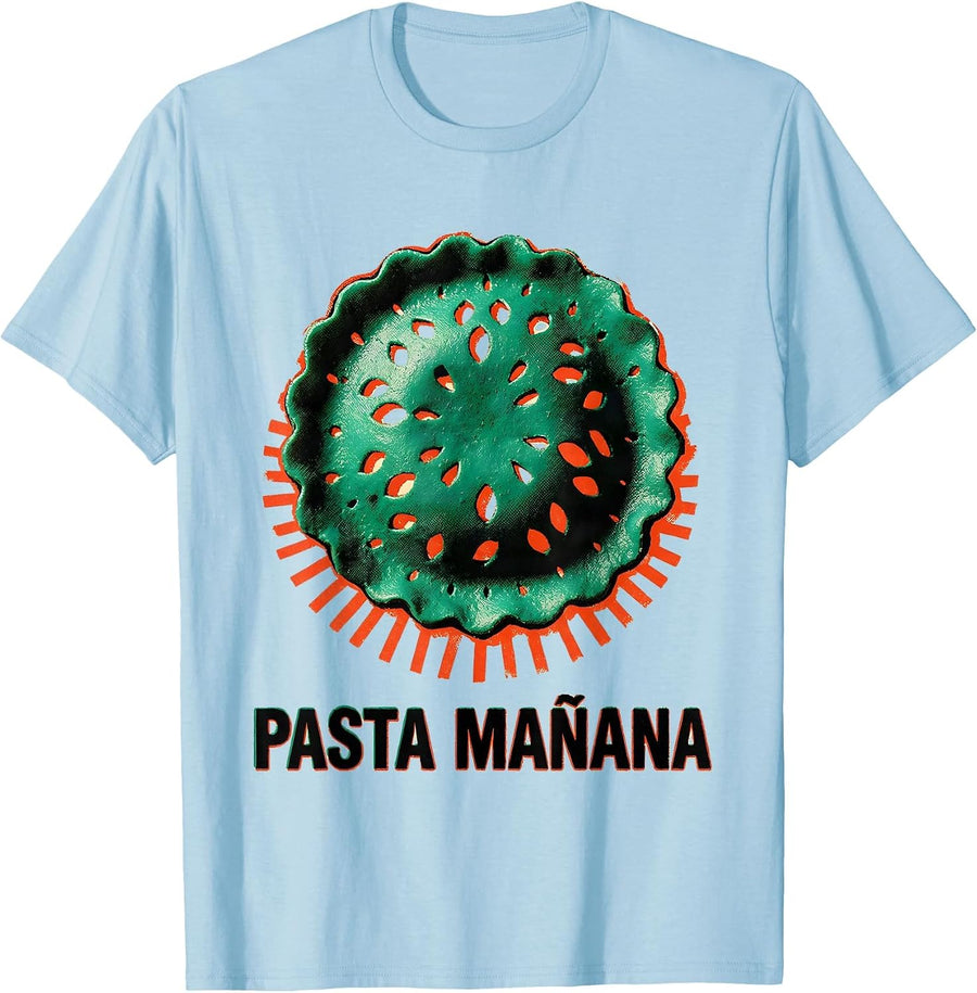 Men's Pasta Mañana Risograph Cinco De Mayo Spanish Pun Party Humor T-Shirt - Baby Blue