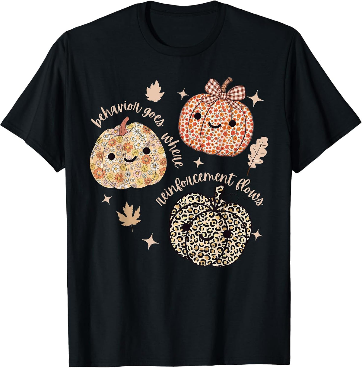 Neurodiversity Inclusion Fall Flower Pumpkin Autumn Autism T-Shirt - Black