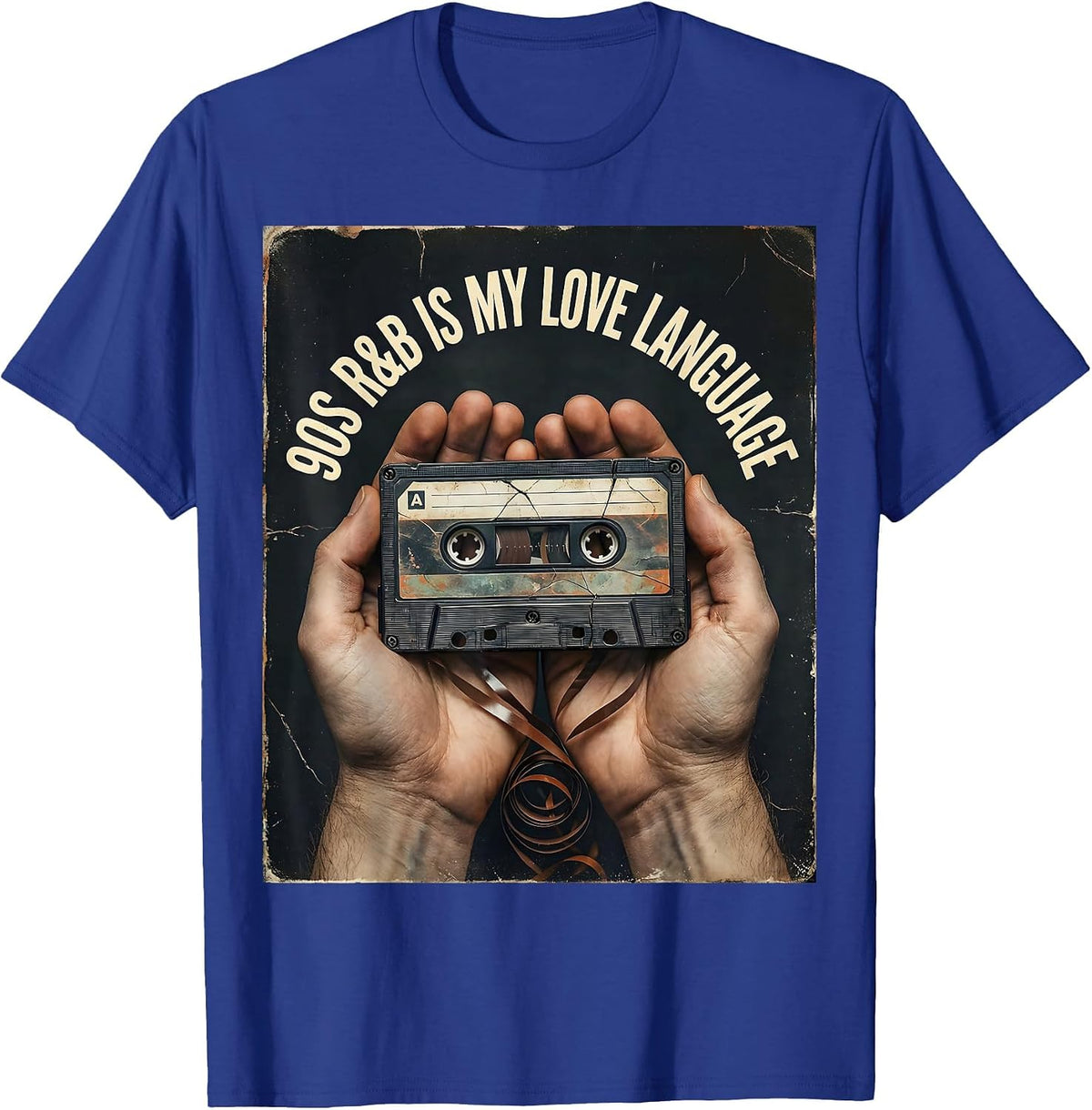90s R&B Is My Love Language Distressed Retro Music Fan T-Shirt - Royal Blue