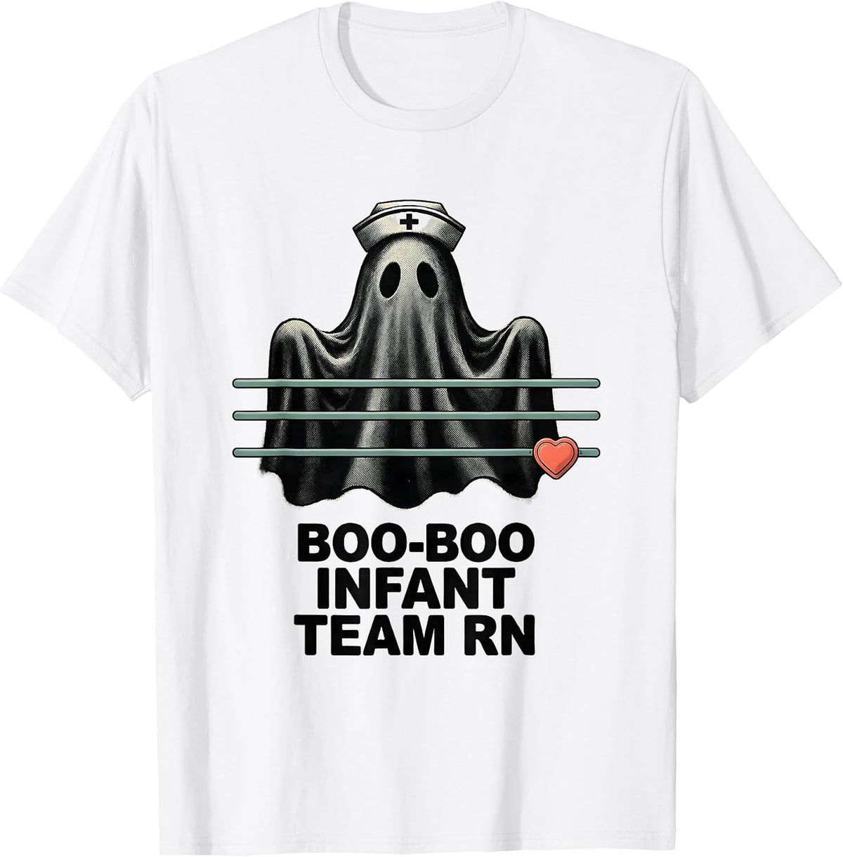 Men's Boo-Boo Infant Team RN Funny Ghost Halloween Nurse Life T-Shirt - White