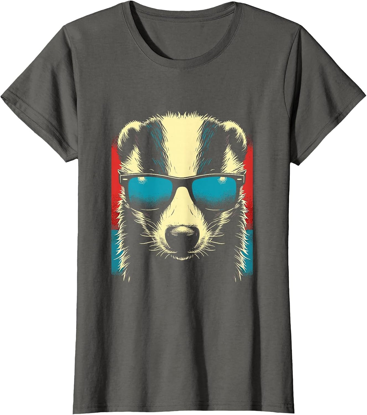 Retro Honey Badger with Sunglasses - Vintage Favorite Animal T-Shirt - Asphalt Grey