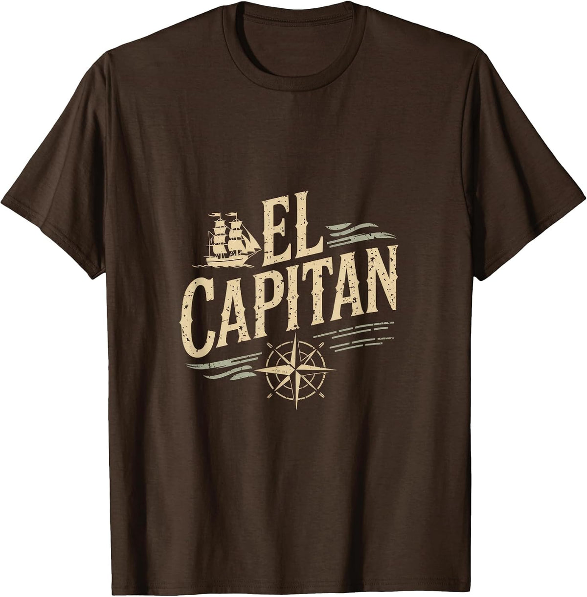 El Capitan - El Capitan Captain Anchor Boat Sail T-Shirt - Brown